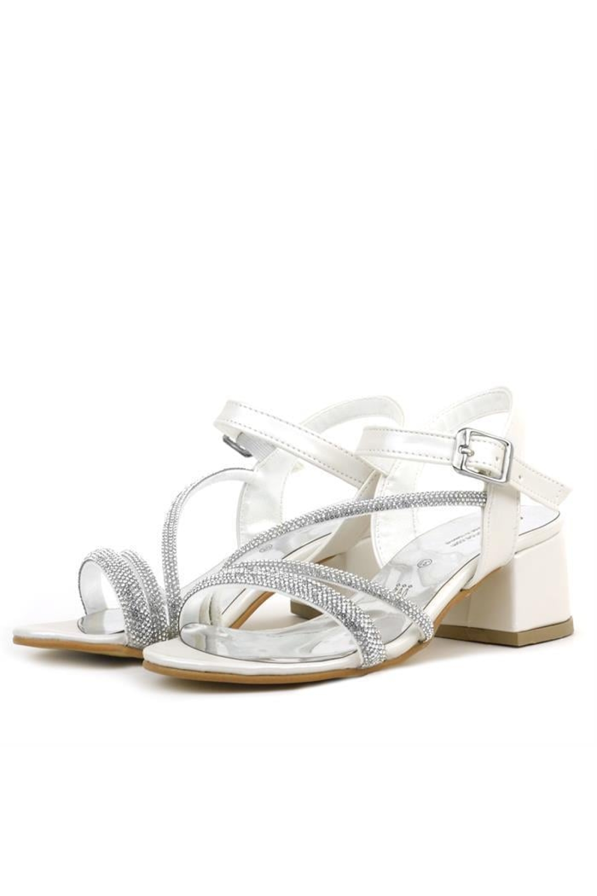 Tiana Sedef Taşlı Kız Çocuk Abiye Kalın Topuklu Ayakkabı - Görsel 6