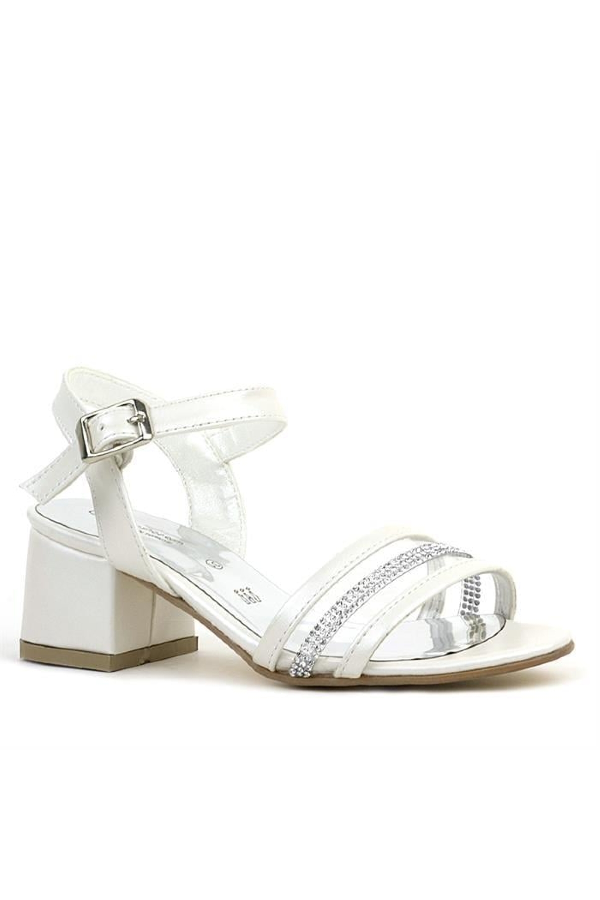 Sedef Rugan Taşlı Kalın Kız Çocuk Abiye Topuklu Ayakkabı - Görsel 2