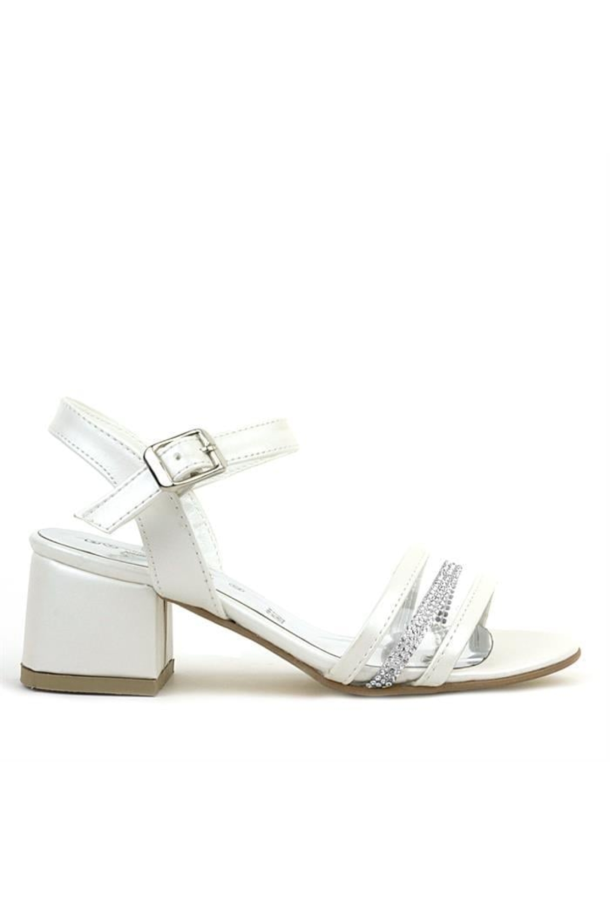 Sedef Rugan Taşlı Kalın Kız Çocuk Abiye Topuklu Ayakkabı - Görsel 4