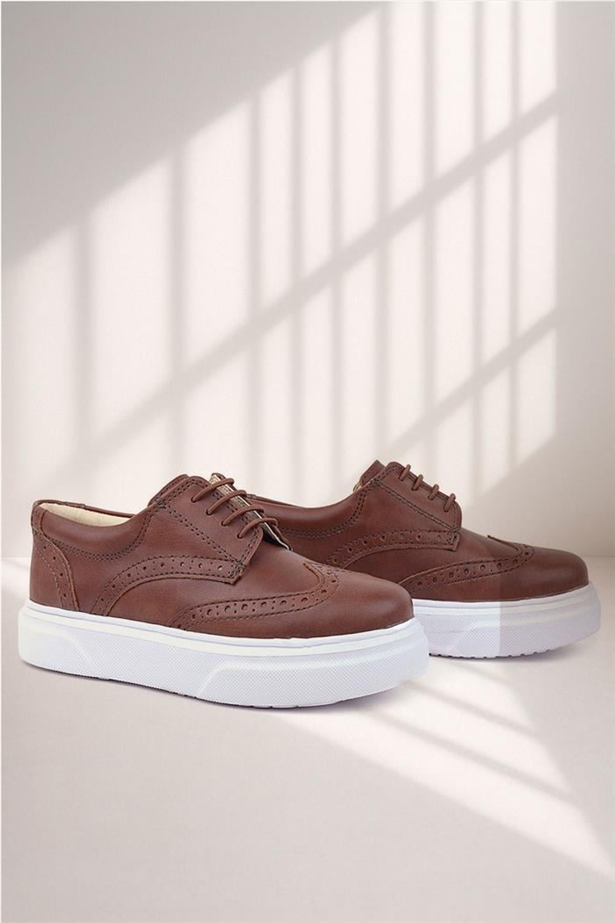 Taba Beyaz Taban Oxford Çocuk Klasik Ayakkabı - Görsel 3