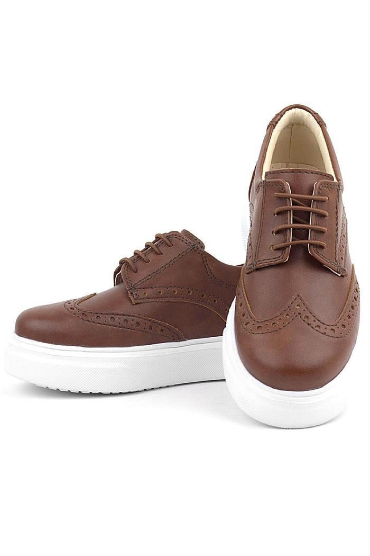 Taba Beyaz Taban Oxford Çocuk Klasik Ayakkabı - Görsel 8