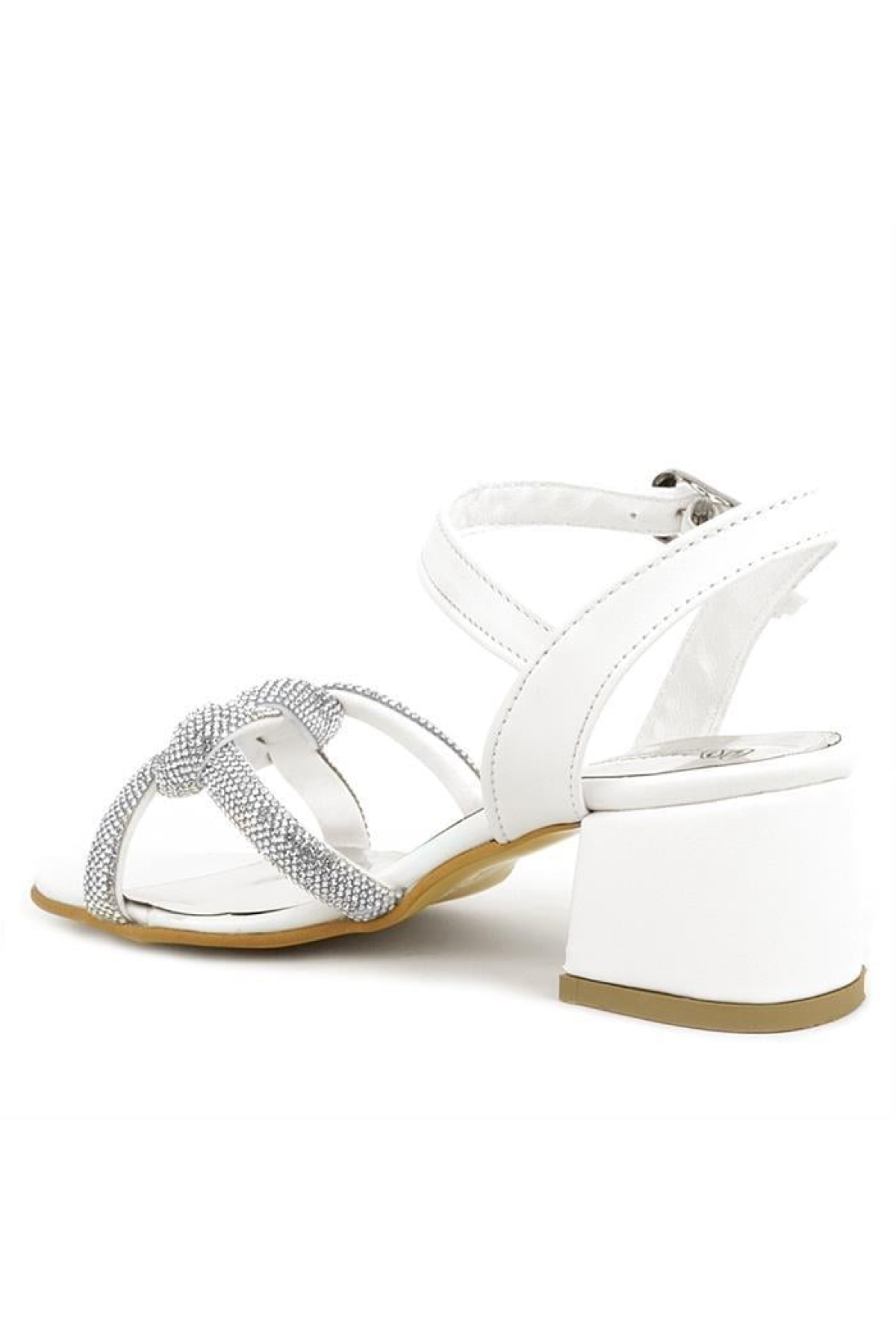 Sedef Örgü Taşlı Kız Çocuk Abiye Kalın Topuklu Ayakkabı - Görsel 6