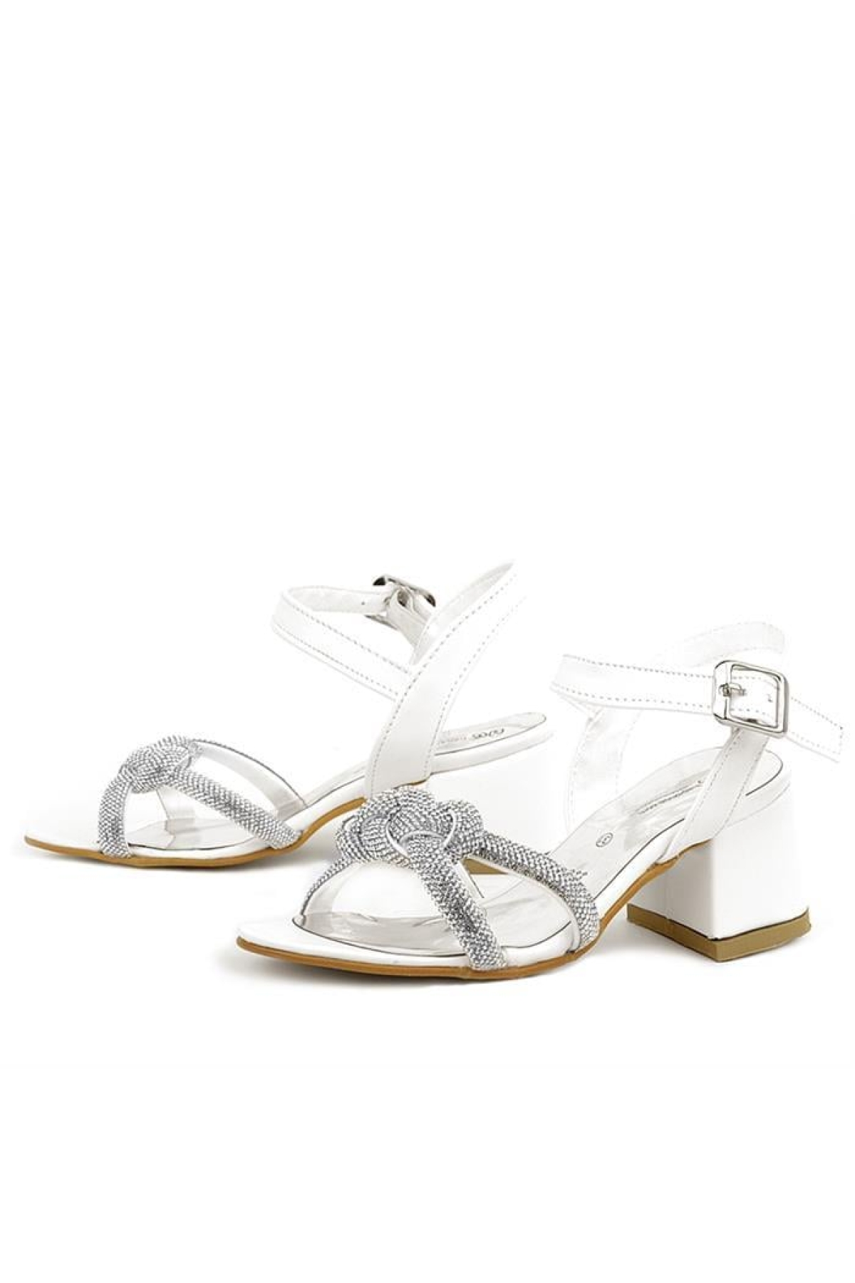 Sedef Örgü Taşlı Kız Çocuk Abiye Kalın Topuklu Ayakkabı - Görsel 8