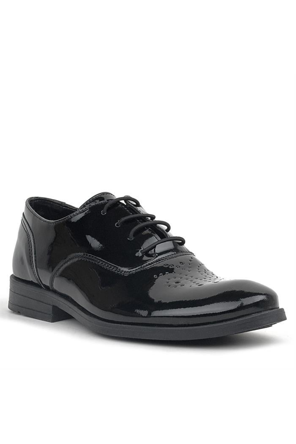 Smokin Siyah Rugan Desenli Bağcıklı Çocuk Klasik Ayakkabısı - Görsel 3