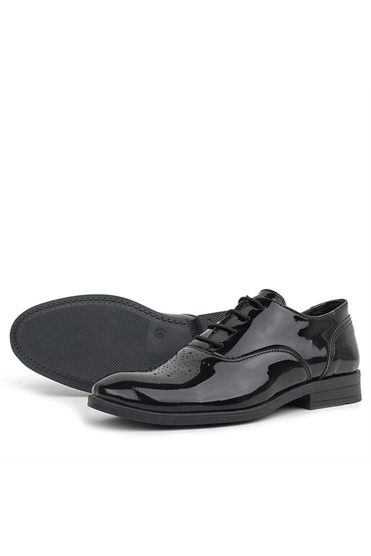 Smokin Siyah Rugan Desenli Bağcıklı Çocuk Klasik Ayakkabısı - Görsel 7