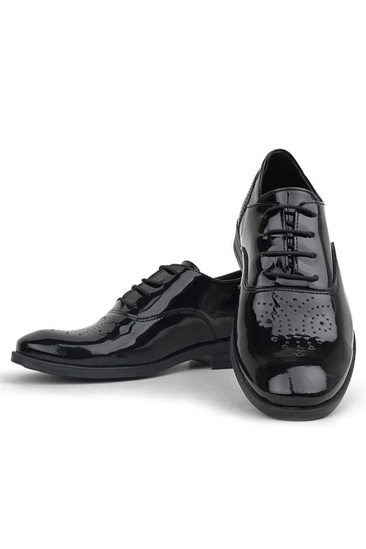 Smokin Siyah Rugan Desenli Bağcıklı Çocuk Klasik Ayakkabısı - Görsel 8