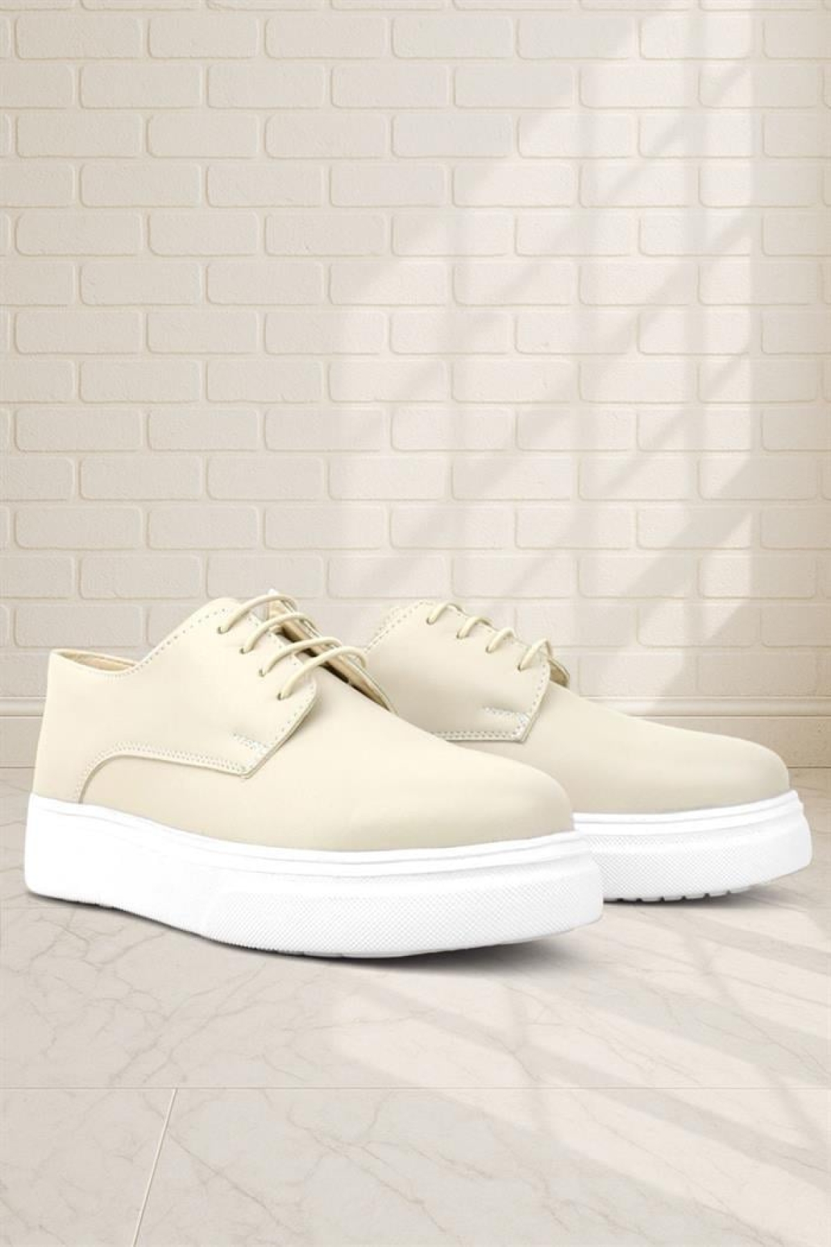 Derby Krem Cilt Yüksek Taban Çocuk Klasik Ayakkabı - Görsel 9