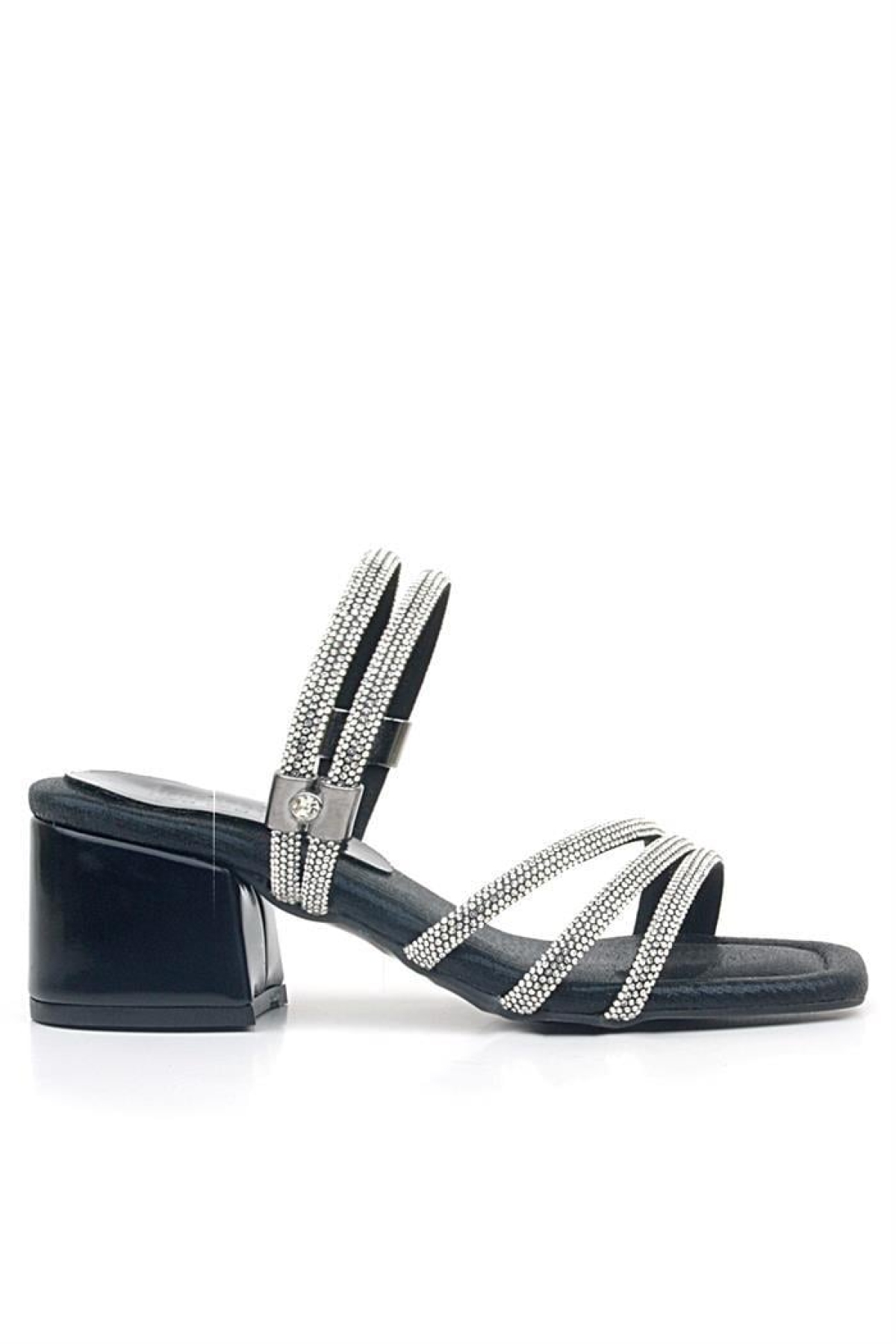 Judy Siyah Taşlı Kız Çocuk Topuklu Terlik Ayakkabı - Görsel 4