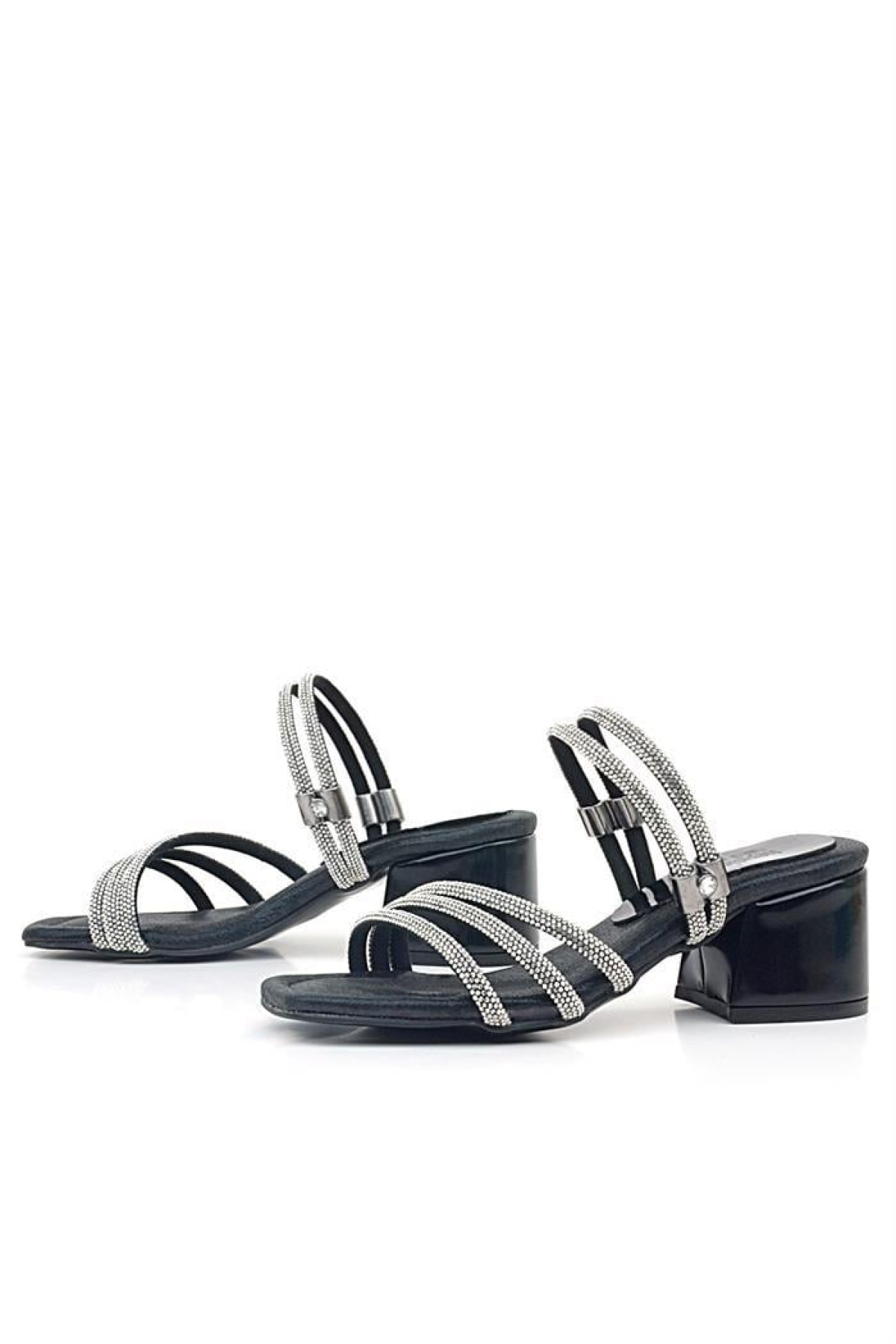 Judy Siyah Taşlı Kız Çocuk Topuklu Terlik Ayakkabı - Görsel 6
