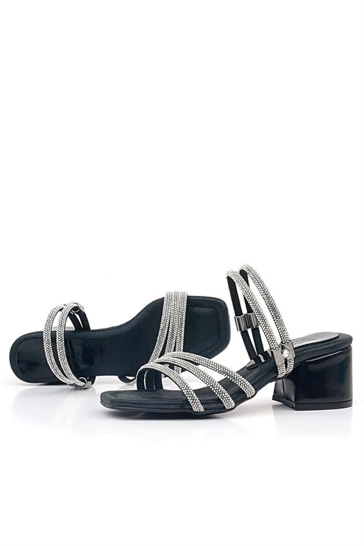 Judy Siyah Taşlı Kız Çocuk Topuklu Terlik Ayakkabı - Görsel 7