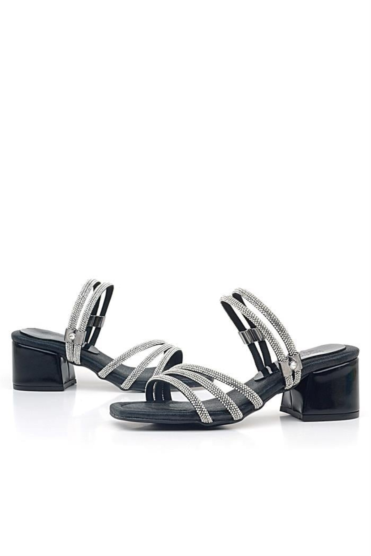 Judy Siyah Taşlı Kız Çocuk Topuklu Terlik Ayakkabı - Görsel 8
