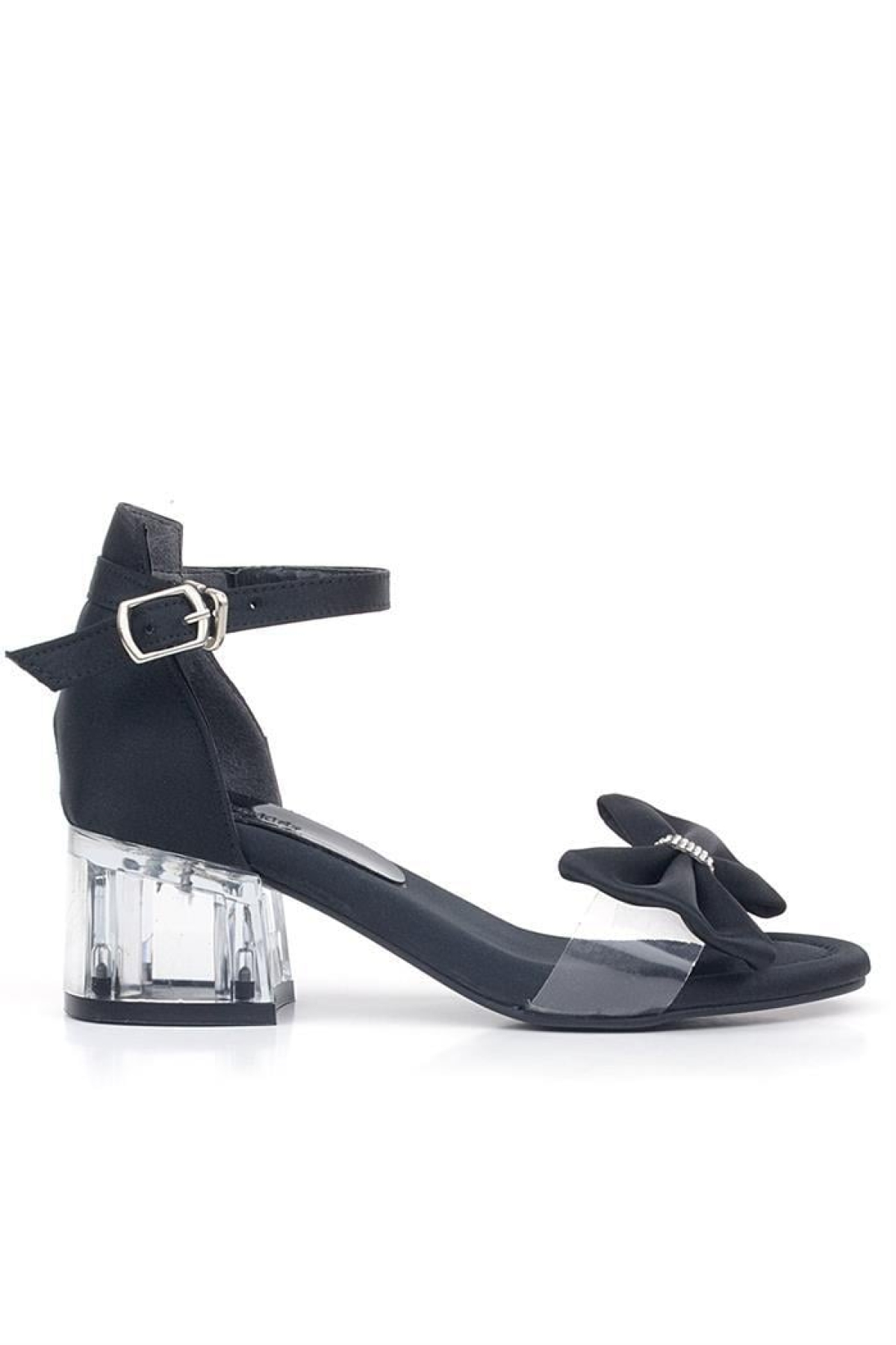 Jessie Siyah Saten Kurdeleli Kız Çocuk Topuklu Ayakkabı - Görsel 3