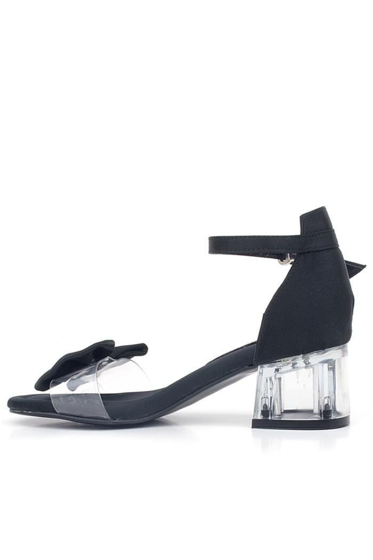 Jessie Siyah Saten Kurdeleli Kız Çocuk Topuklu Ayakkabı - Görsel 4
