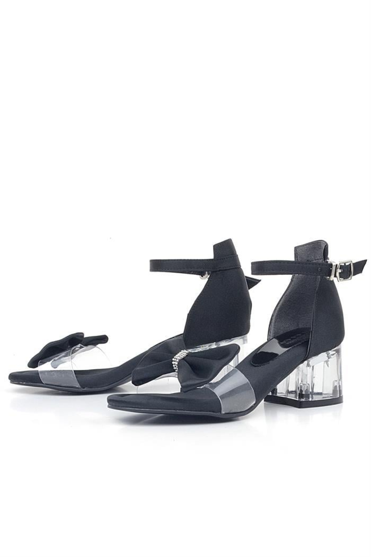 Jessie Siyah Saten Kurdeleli Kız Çocuk Topuklu Ayakkabı - Görsel 5