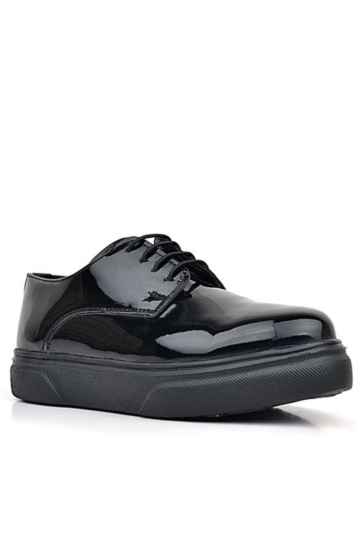 Derby Siyah Rugan Siyah Taban Çocuk Klasik Ayakkabı - Görsel 2