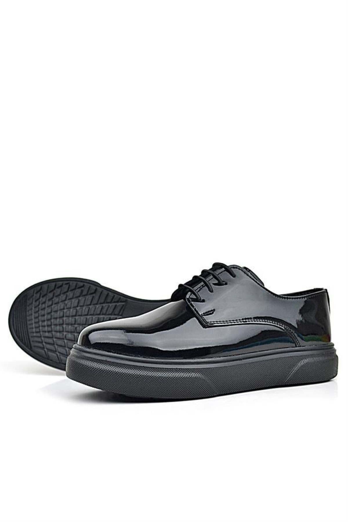 Derby Siyah Rugan Siyah Taban Çocuk Klasik Ayakkabı - Görsel 7