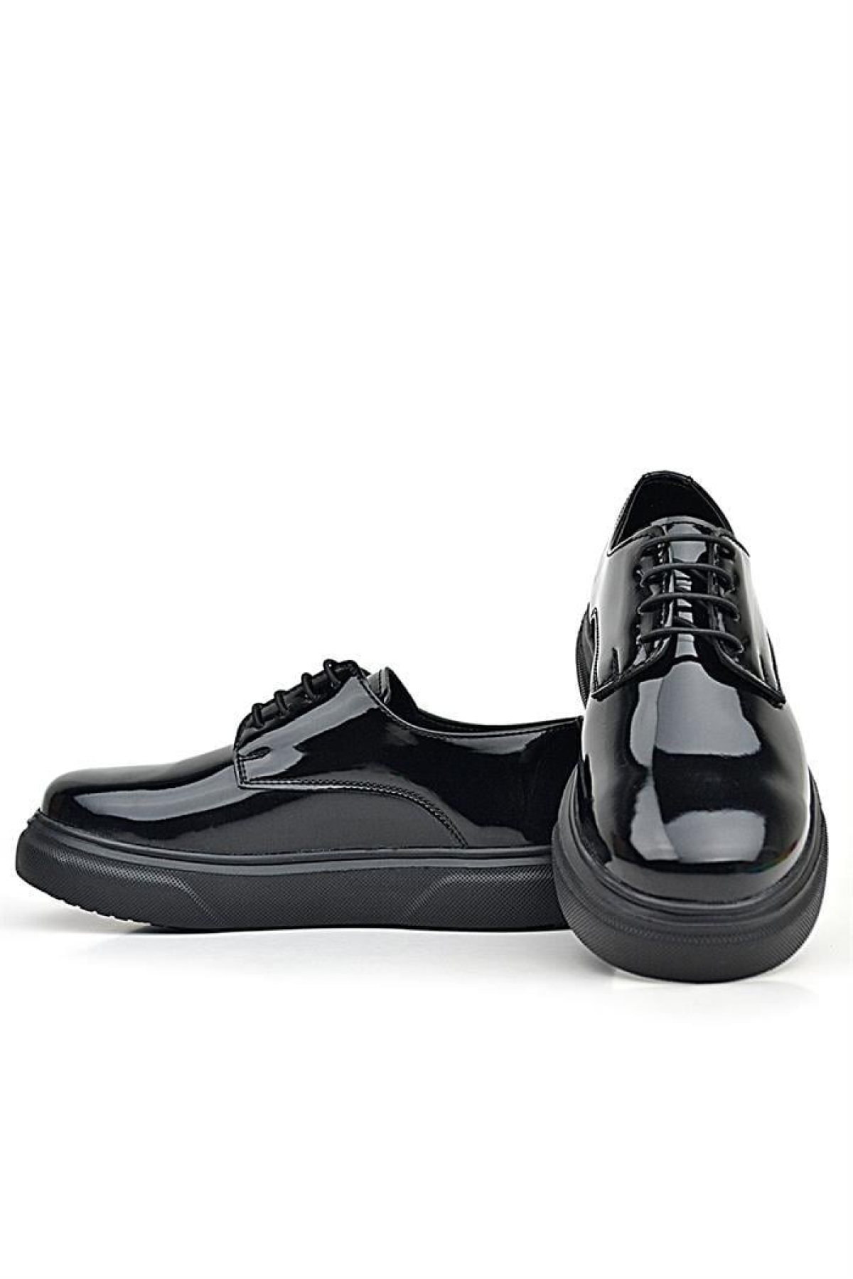 Derby Siyah Rugan Siyah Taban Çocuk Klasik Ayakkabı - Görsel 8