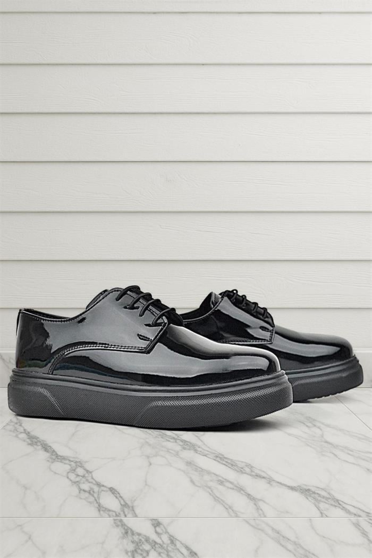 Derby Siyah Rugan Siyah Taban Çocuk Klasik Ayakkabı - Görsel 9