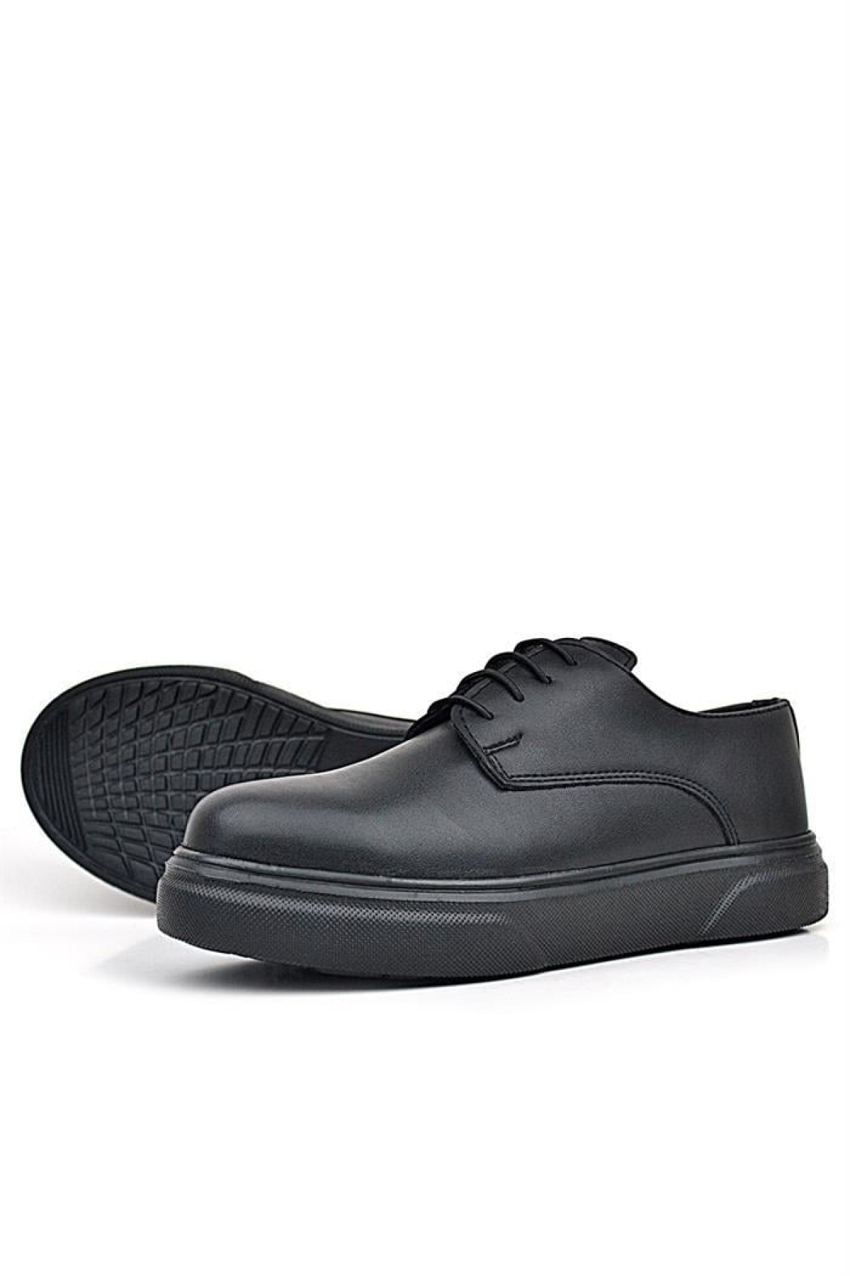 Derby Siyah Mat Siyah Taban Çocuk Klasik Ayakkabı - Görsel 7
