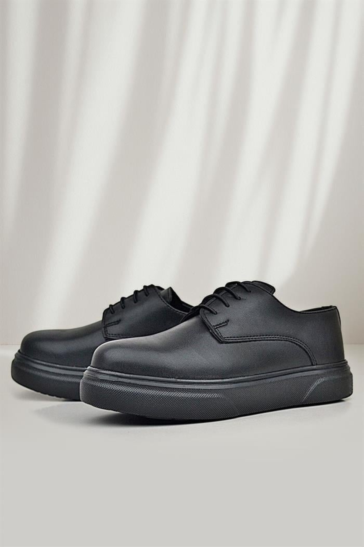 Derby Siyah Mat Siyah Taban Çocuk Klasik Ayakkabı - Görsel 10