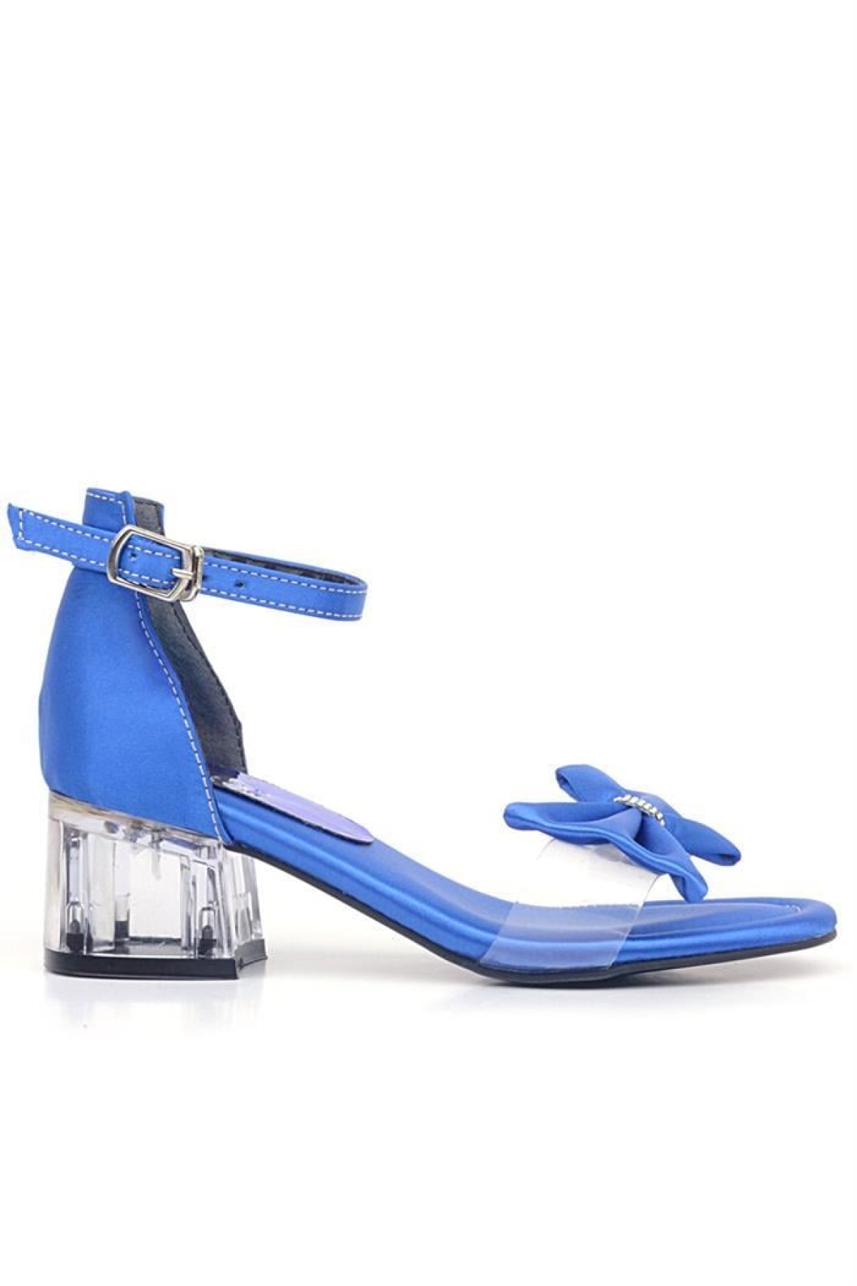 Jessie Saks Mavi Saten Kurdeleli Kız Çocuk Topuklu Ayakkabı - Görsel 2