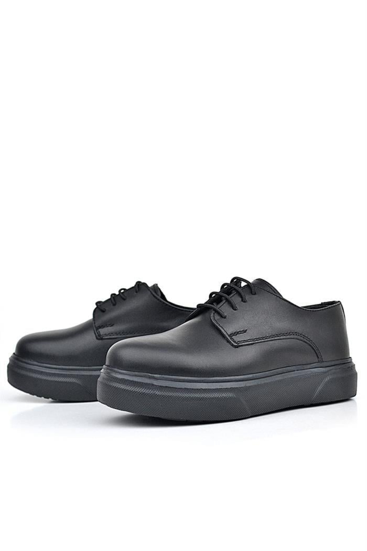 Derby Hakiki Deri Siyah Mat Yüksek Tabanlı Çocuk Klasik Ayakkabı - Görsel 11