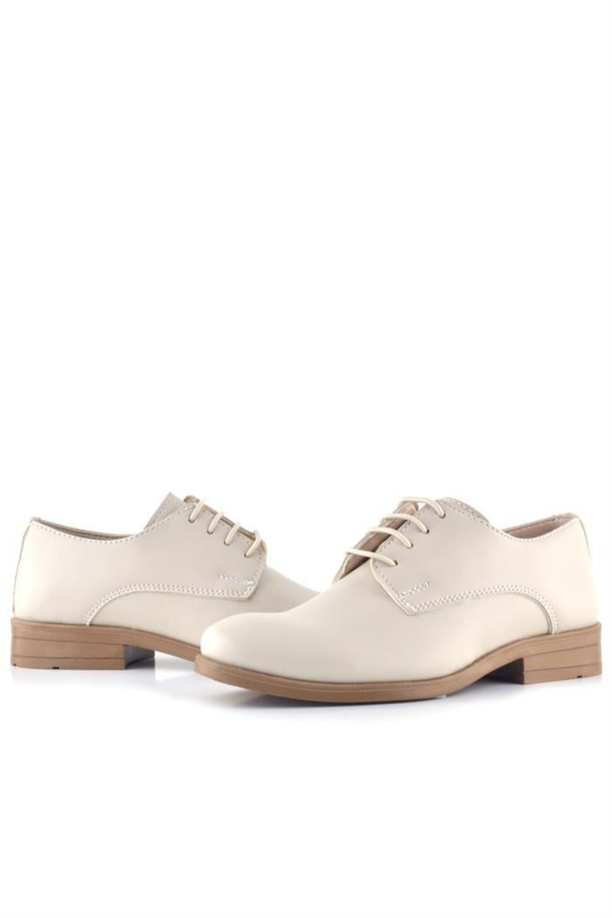 Krem Cilt Bağcıklı Oxford Çocuk Okul Ayakkabısı - Görsel 9