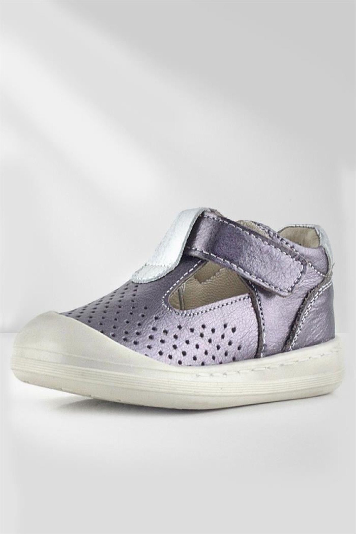 Shaun Hakiki Deri Platin Cırtlı Anatomik Kız Bebek Sandalet - Görsel 4