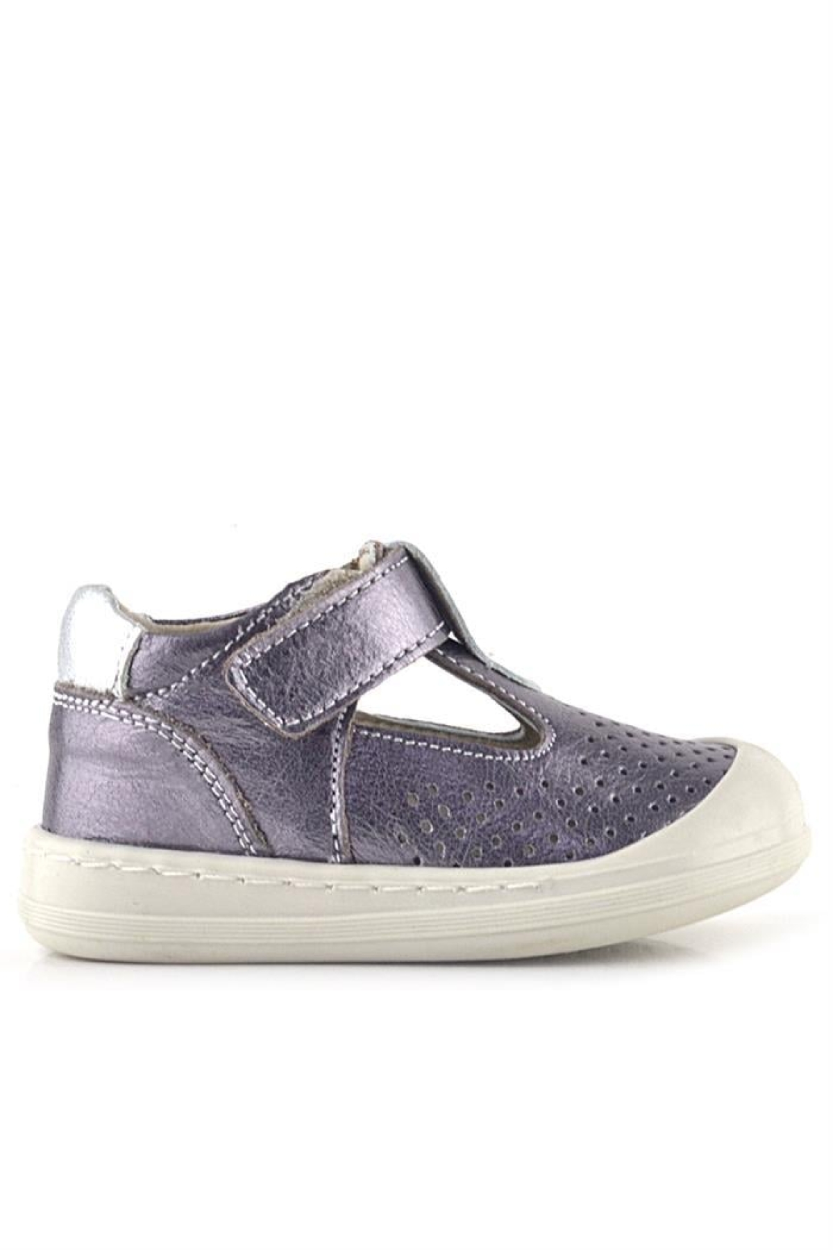 Shaun Hakiki Deri Platin Cırtlı Anatomik Kız Bebek Sandalet - Görsel 5