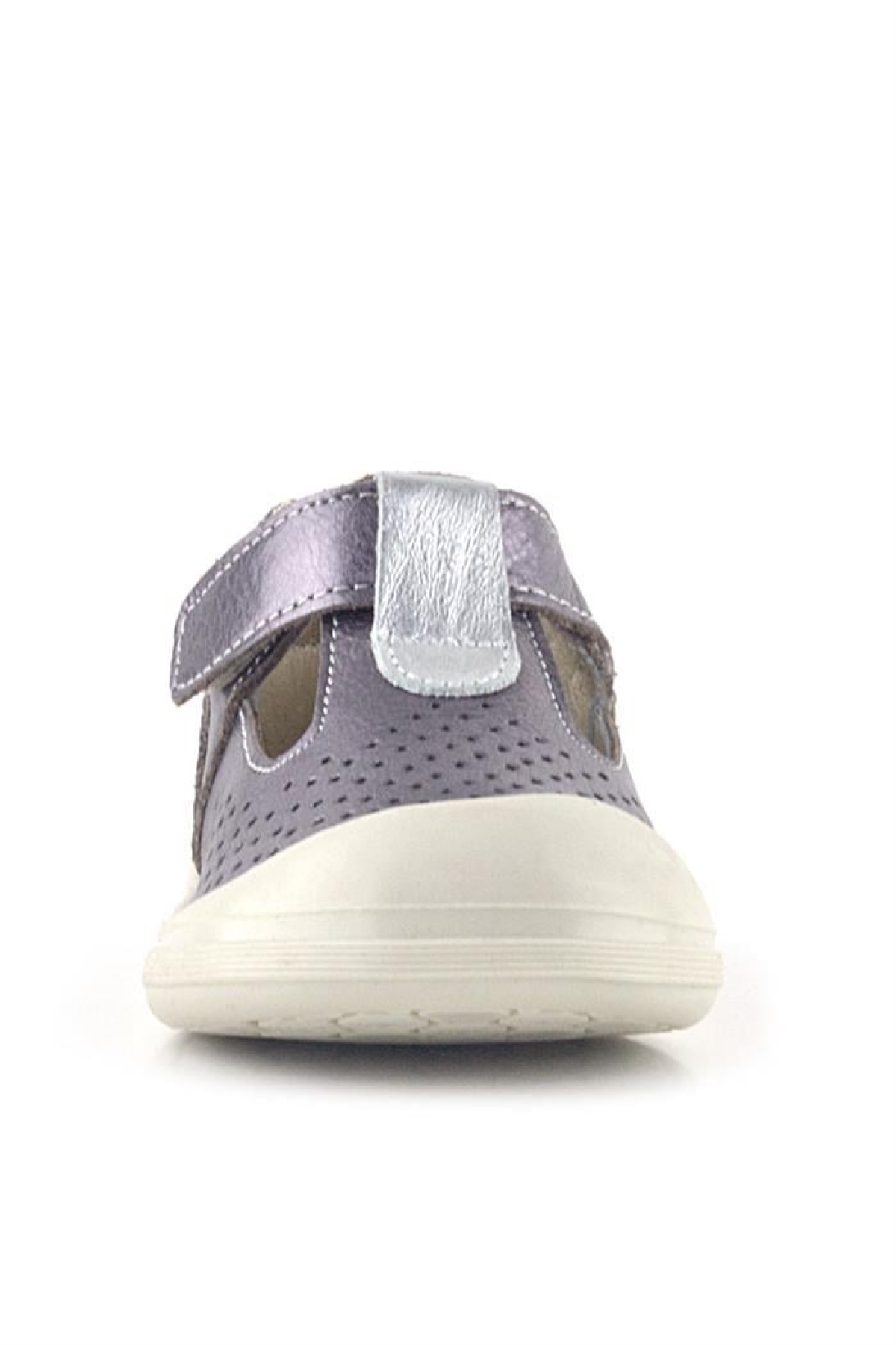 Shaun Hakiki Deri Platin Cırtlı Anatomik Kız Bebek Sandalet - Görsel 6