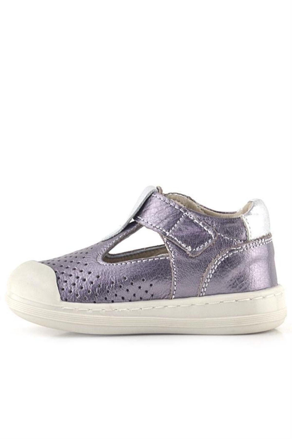 Shaun Hakiki Deri Platin Cırtlı Anatomik Kız Bebek Sandalet - Görsel 7