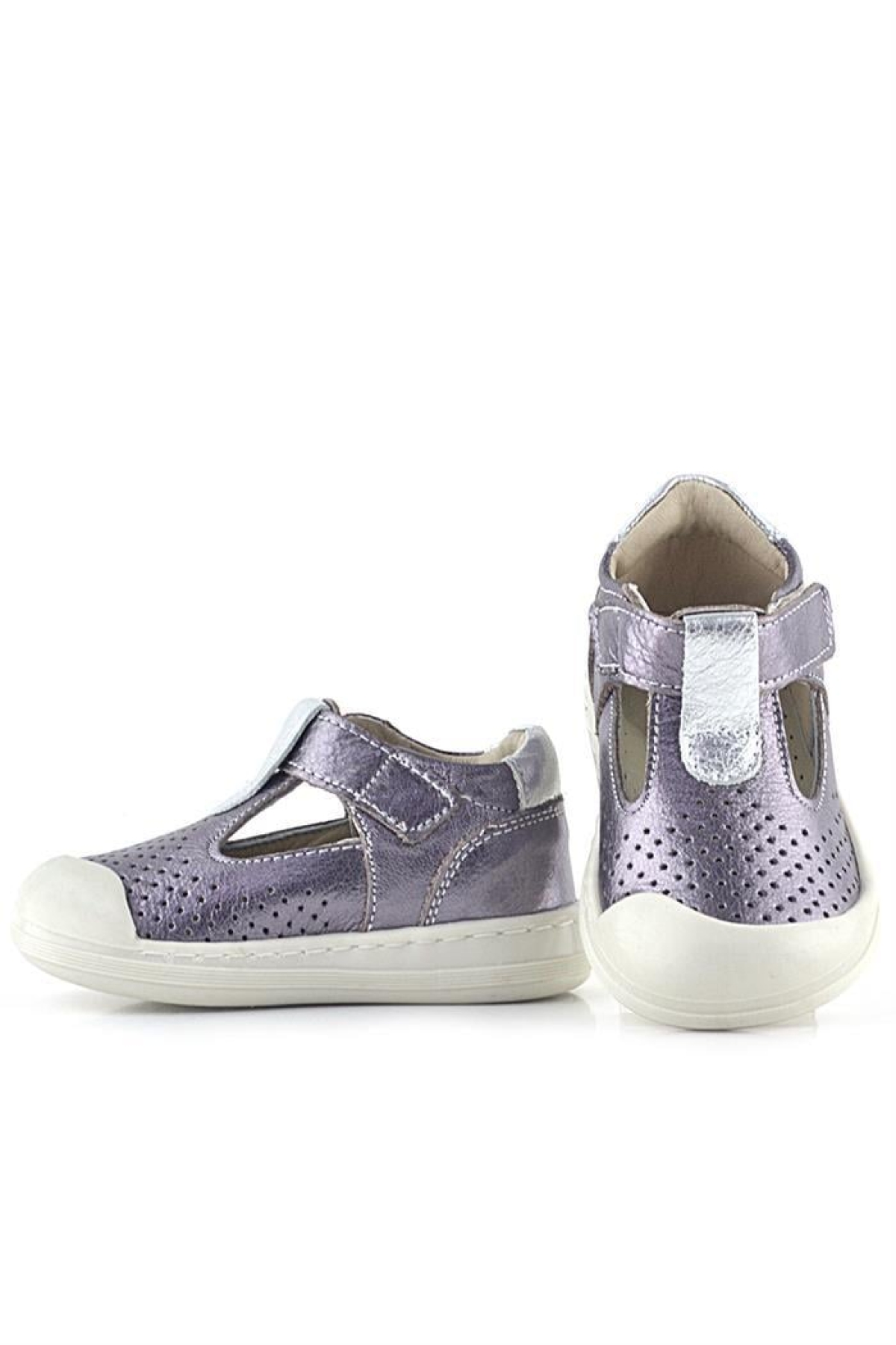 Shaun Hakiki Deri Platin Cırtlı Anatomik Kız Bebek Sandalet - Görsel 11