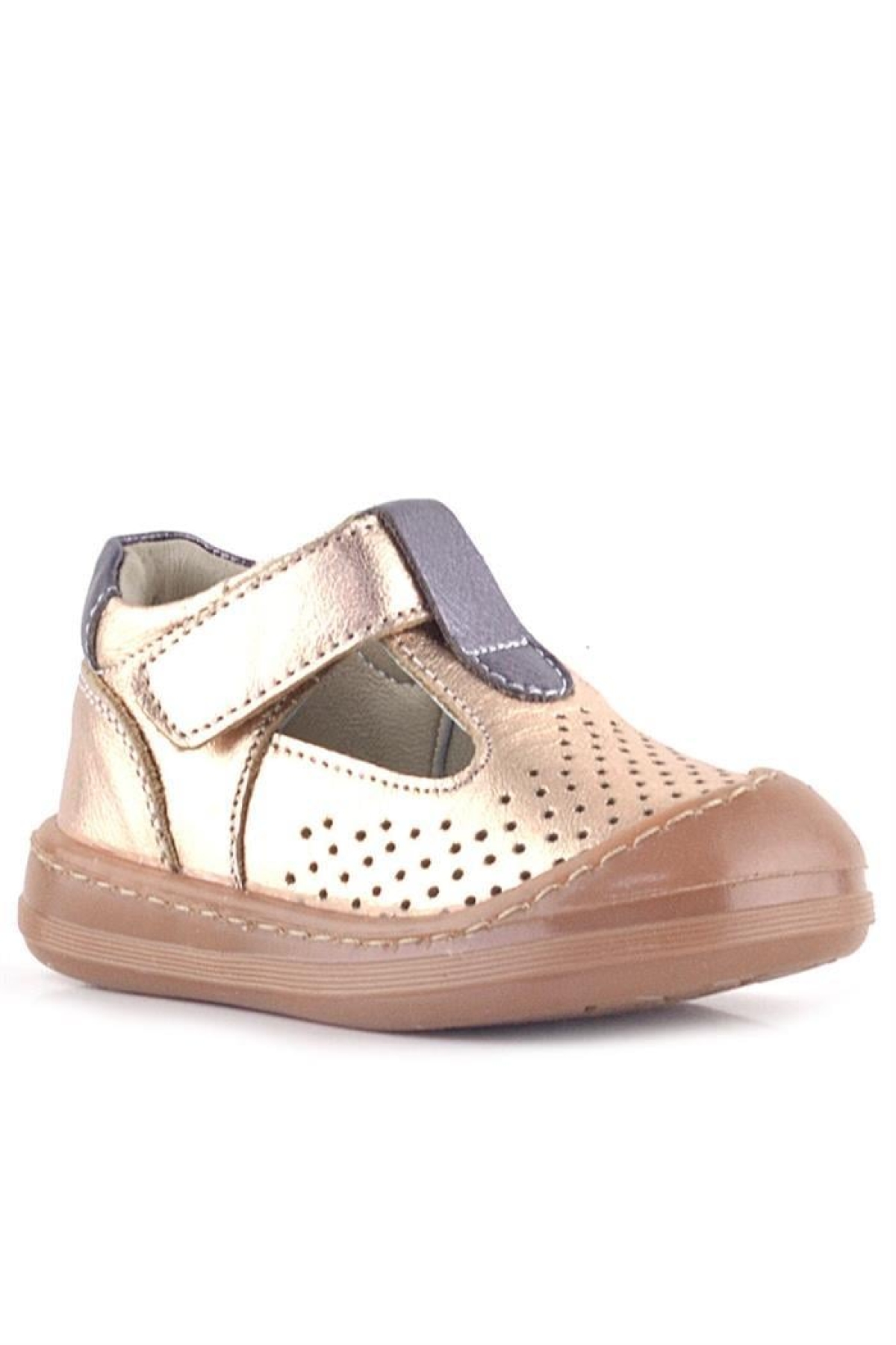 Shaun Hakiki Deri Bakır Cırtlı Anatomik Kız Bebek Sandalet - Görsel 2