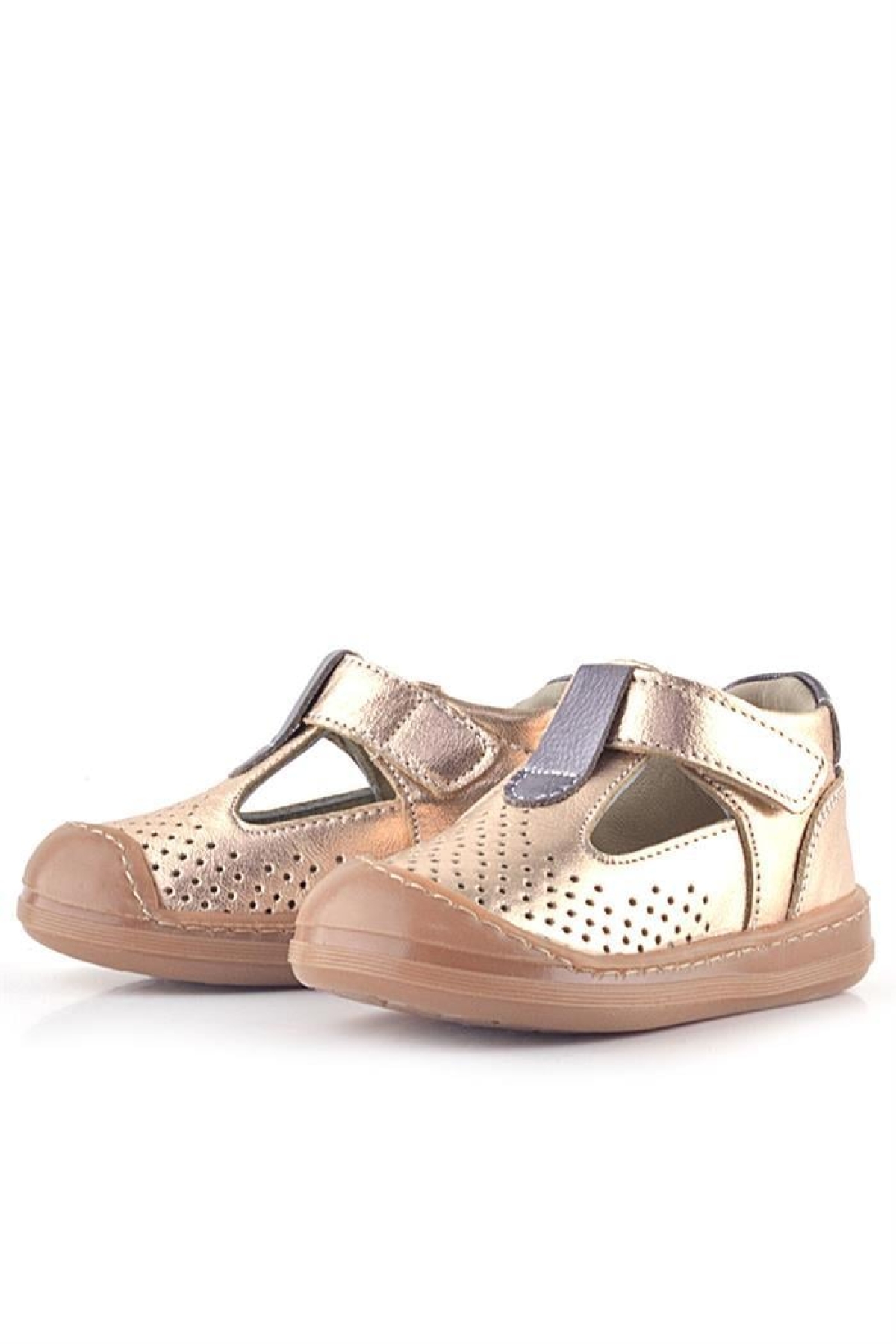 Shaun Hakiki Deri Bakır Cırtlı Anatomik Kız Bebek Sandalet - Görsel 6