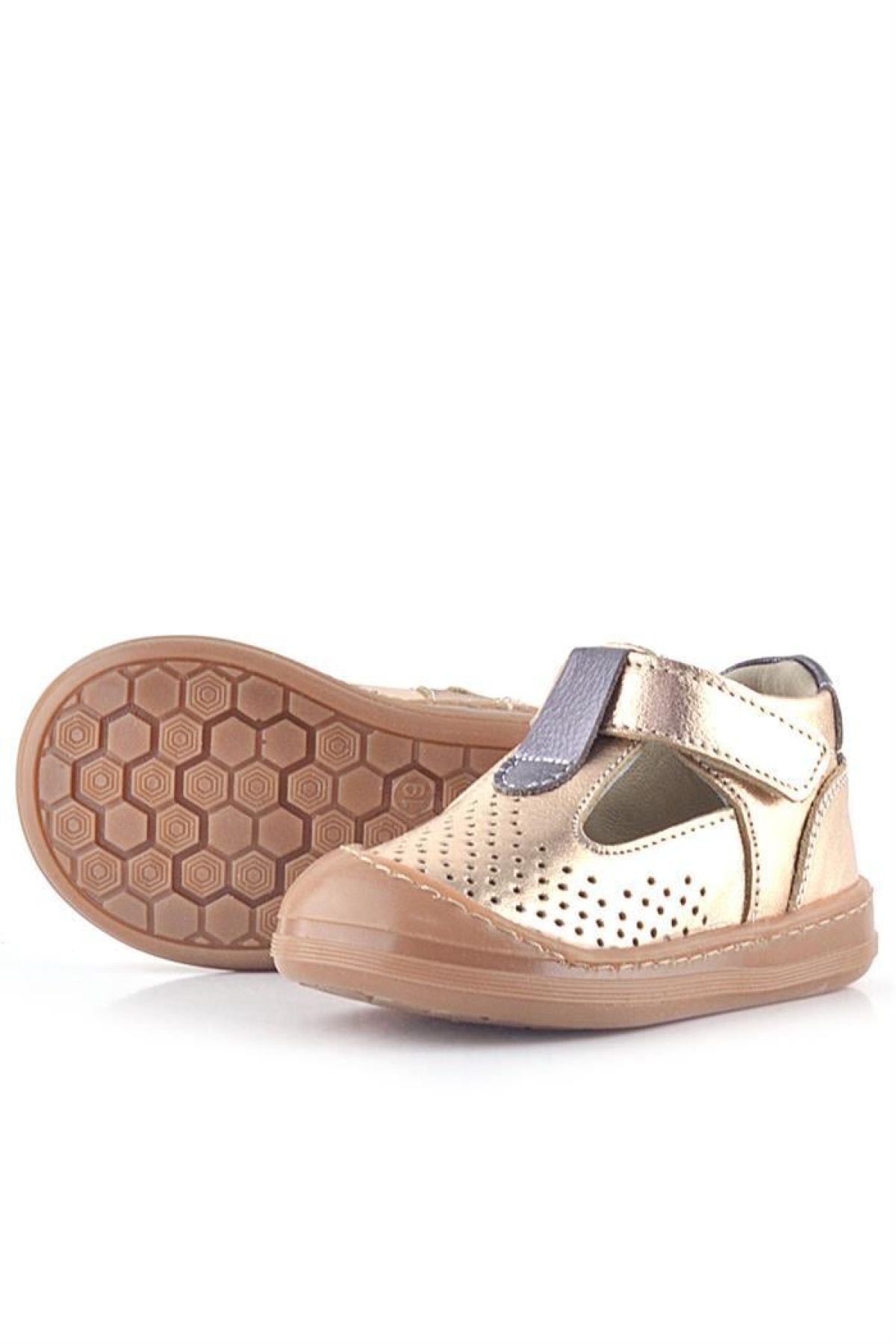 Shaun Hakiki Deri Bakır Cırtlı Anatomik Kız Bebek Sandalet - Görsel 7