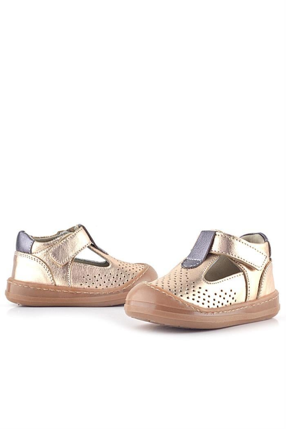 Shaun Hakiki Deri Bakır Cırtlı Anatomik Kız Bebek Sandalet - Görsel 8