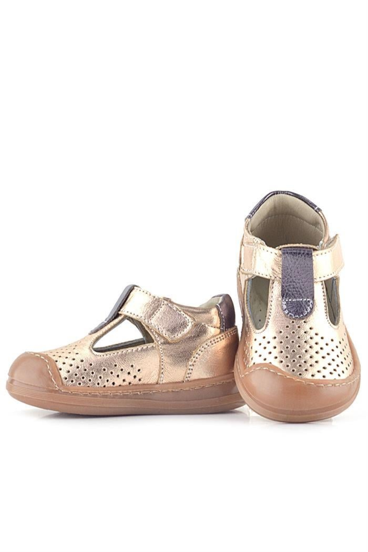 Shaun Hakiki Deri Bakır Cırtlı Anatomik Kız Bebek Sandalet - Görsel 9