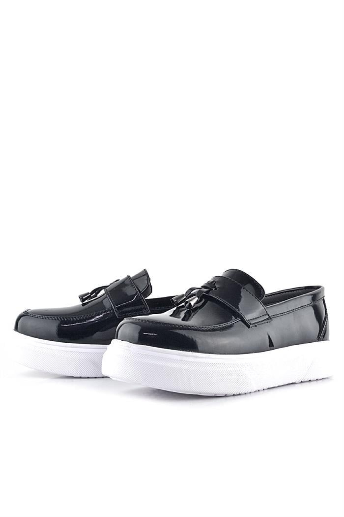 Siyah Rugan Beyaz Taban Loafer Klasik Çocuk Ayakkabısı - Görsel 7