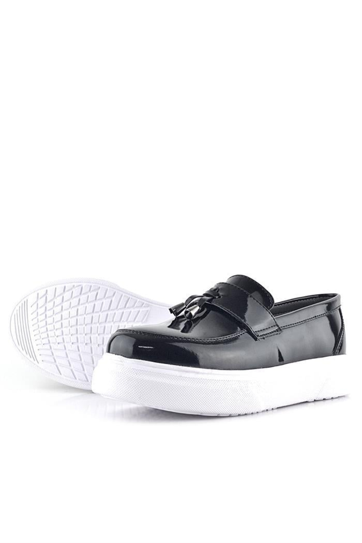 Siyah Rugan Beyaz Taban Loafer Klasik Çocuk Ayakkabısı - Görsel 8
