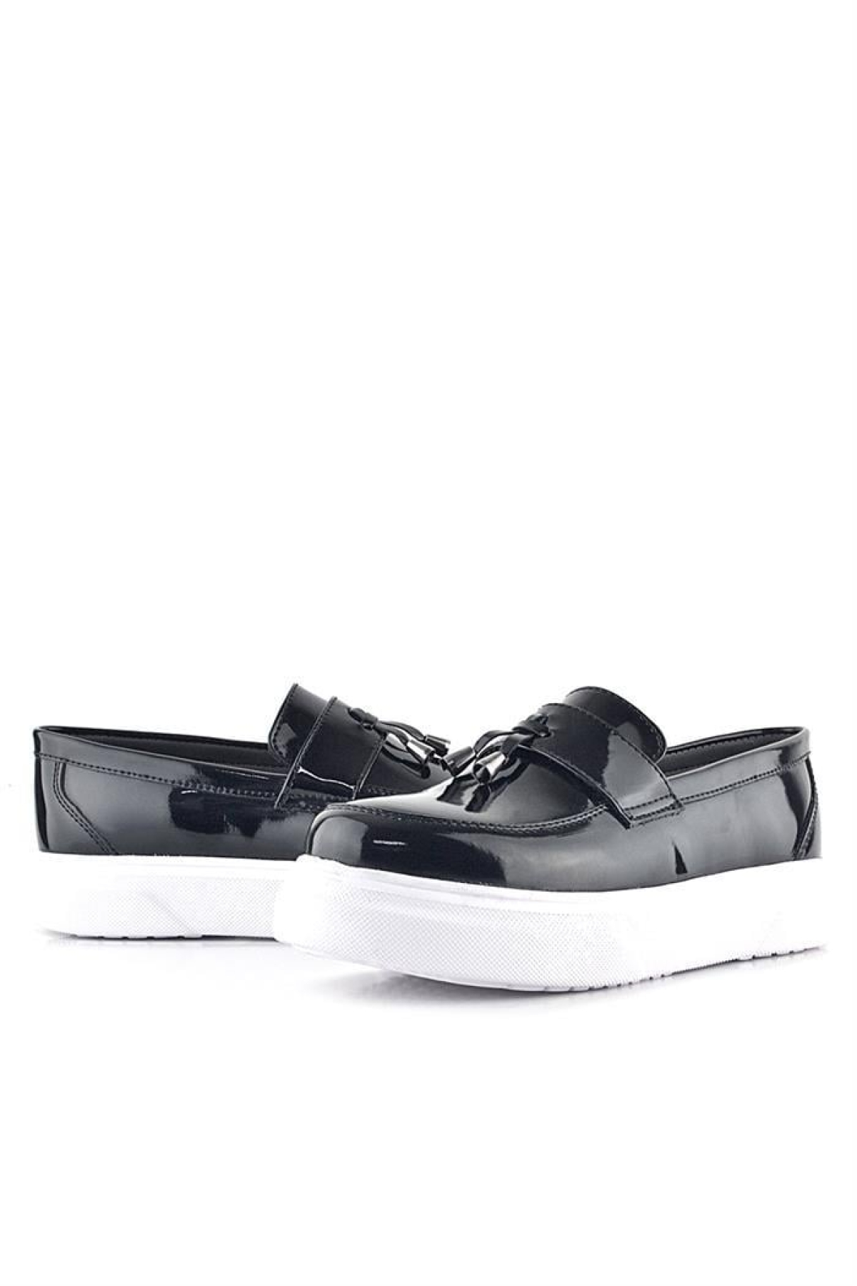Siyah Rugan Beyaz Taban Loafer Klasik Çocuk Ayakkabısı - Görsel 9