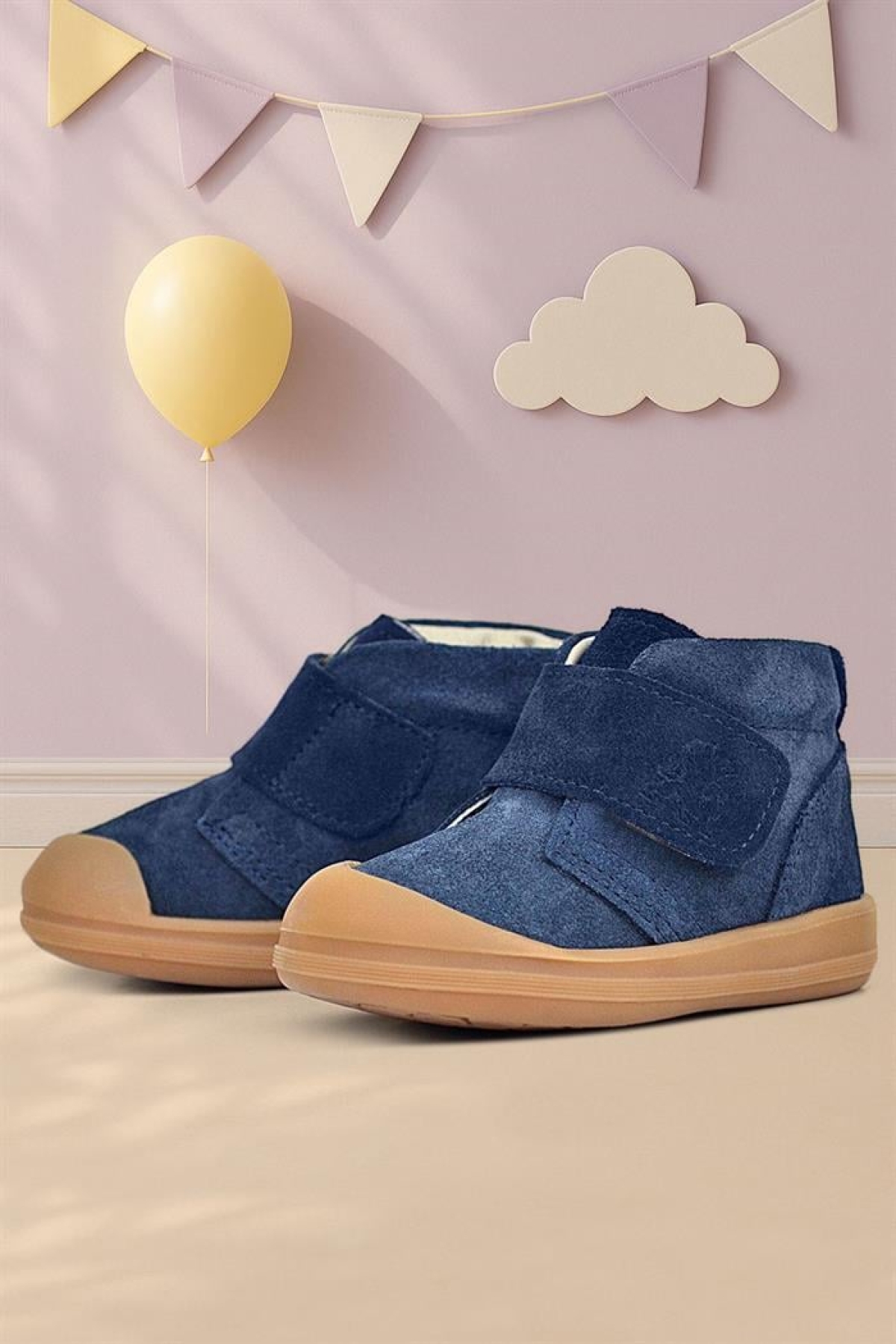 Yoohoo Hakiki Deri Koyu Lacivert Cırtlı Unisex Bebek Bot - Görsel 3