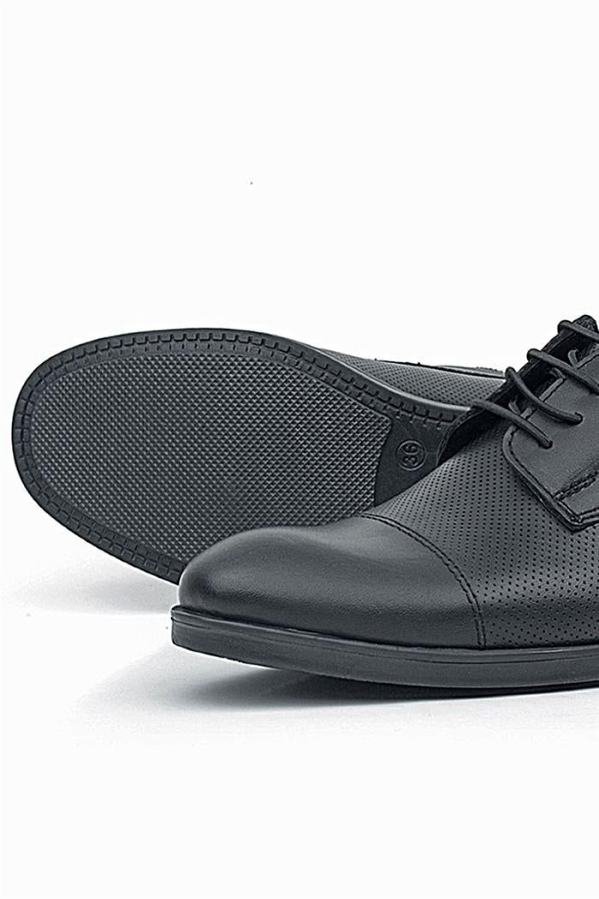 Siyah Mat Bağcıklı Oxford Çocuk Klasik Ayakkabı - Görsel 8