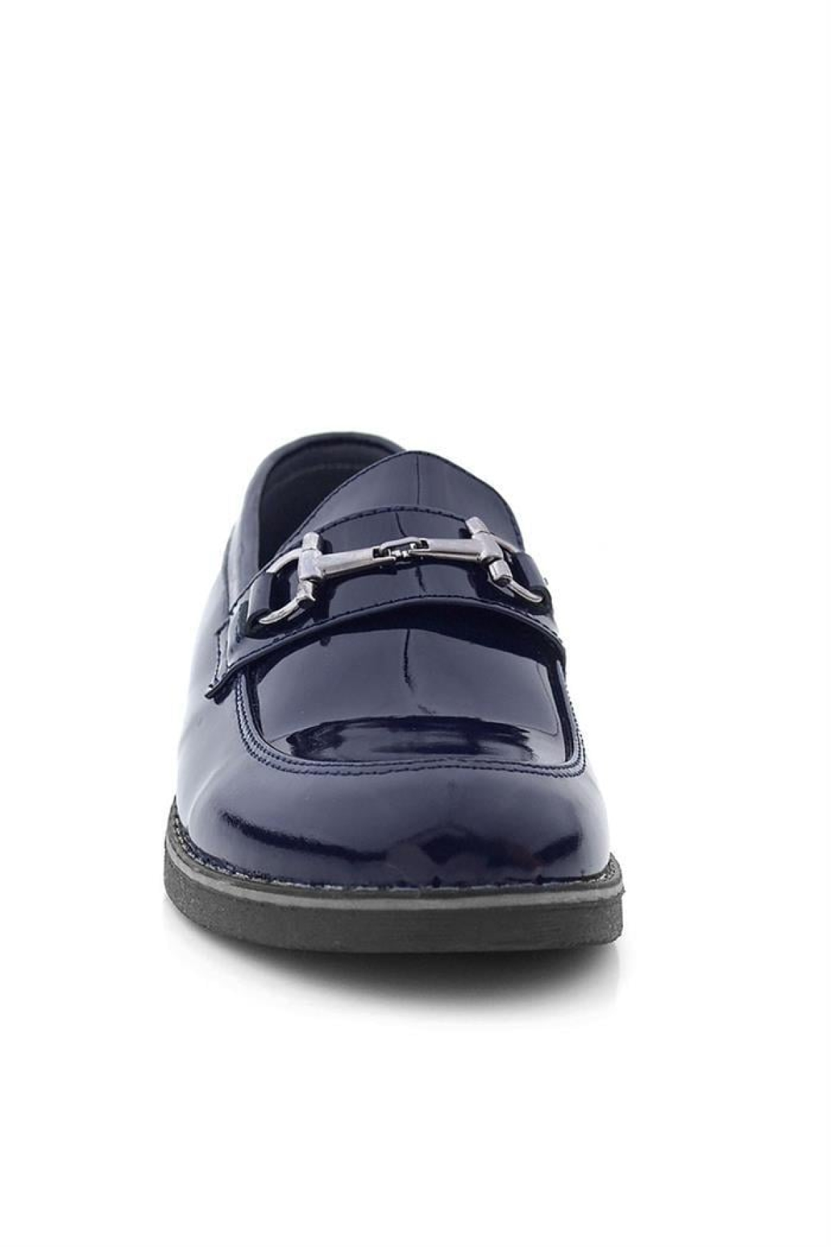 Hakiki Deri Lacivert Rugan Tokalı Loafer Çocuk Klasik Ayakkabı - Görsel 5