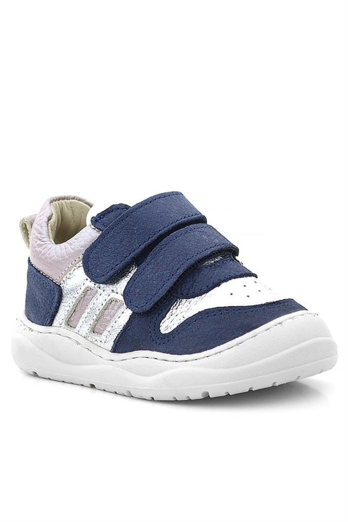 Schaggy Hakiki Deri Simli Lacivert Gümüş Bebek Spor Ayakkabı - Görsel 4