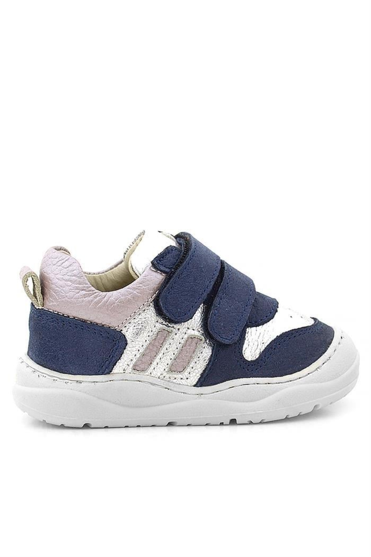 Schaggy Hakiki Deri Simli Lacivert Gümüş Bebek Spor Ayakkabı - Görsel 5