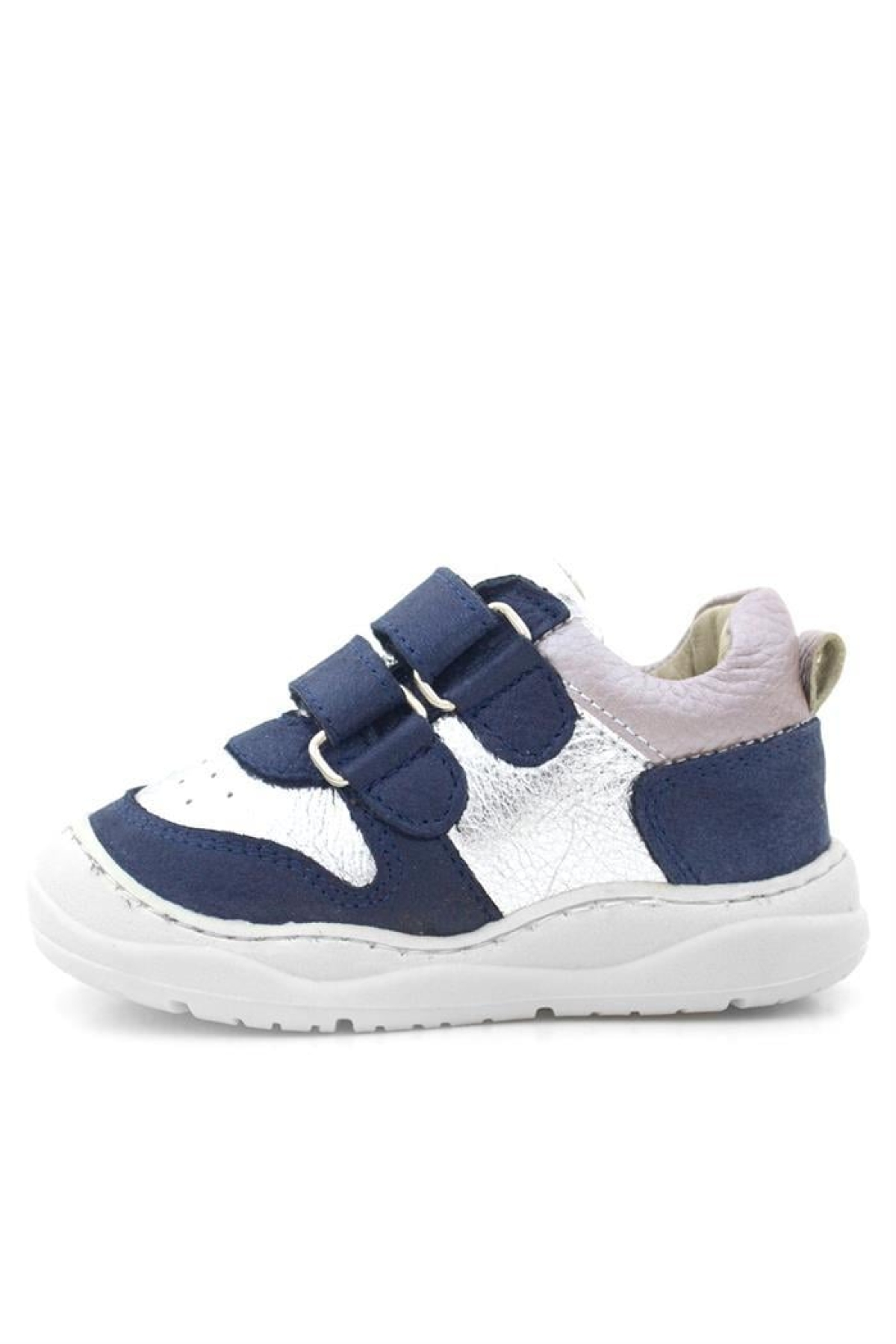 Schaggy Hakiki Deri Simli Lacivert Gümüş Bebek Spor Ayakkabı - Görsel 7
