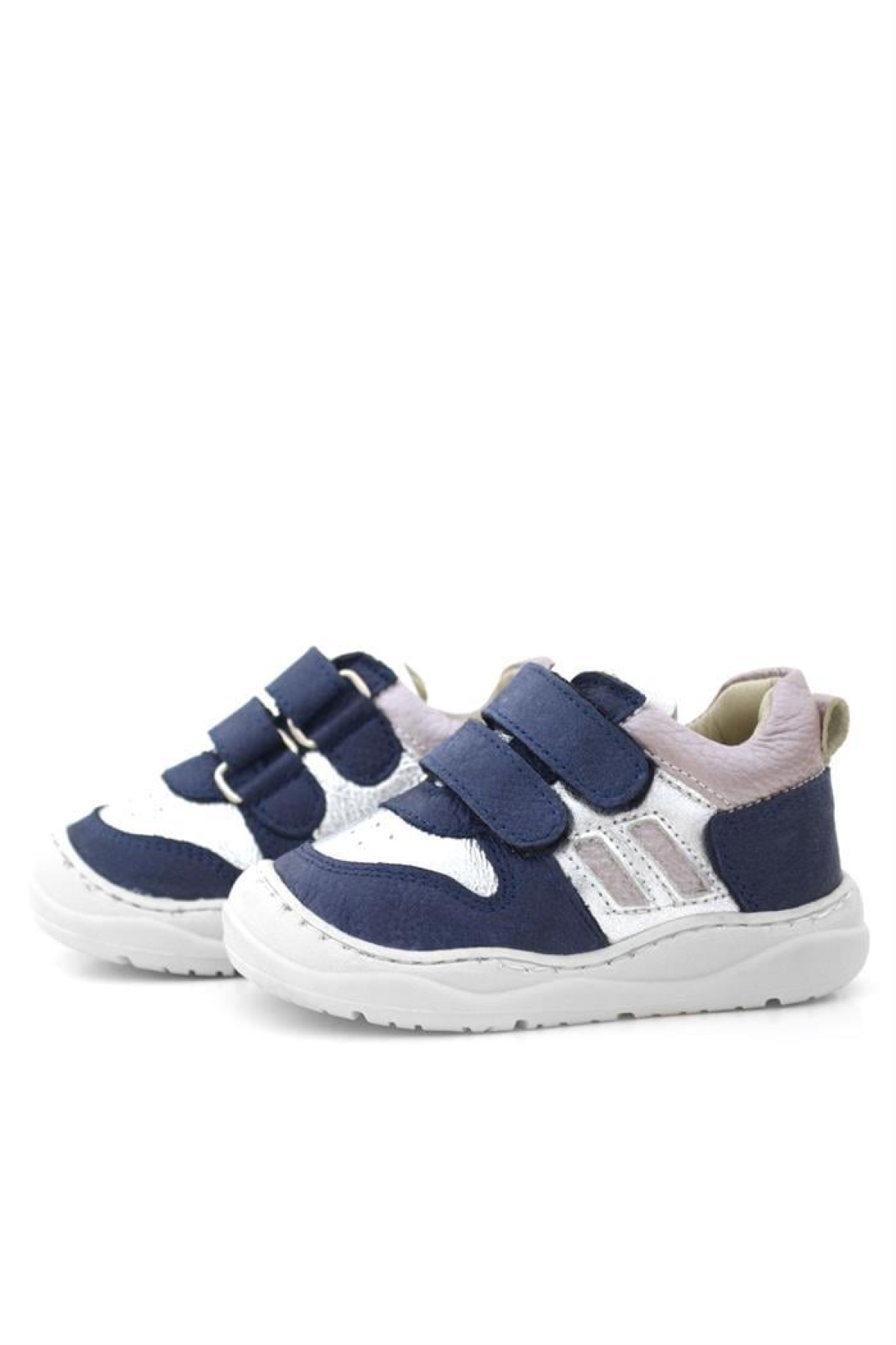 Schaggy Hakiki Deri Simli Lacivert Gümüş Bebek Spor Ayakkabı - Görsel 8