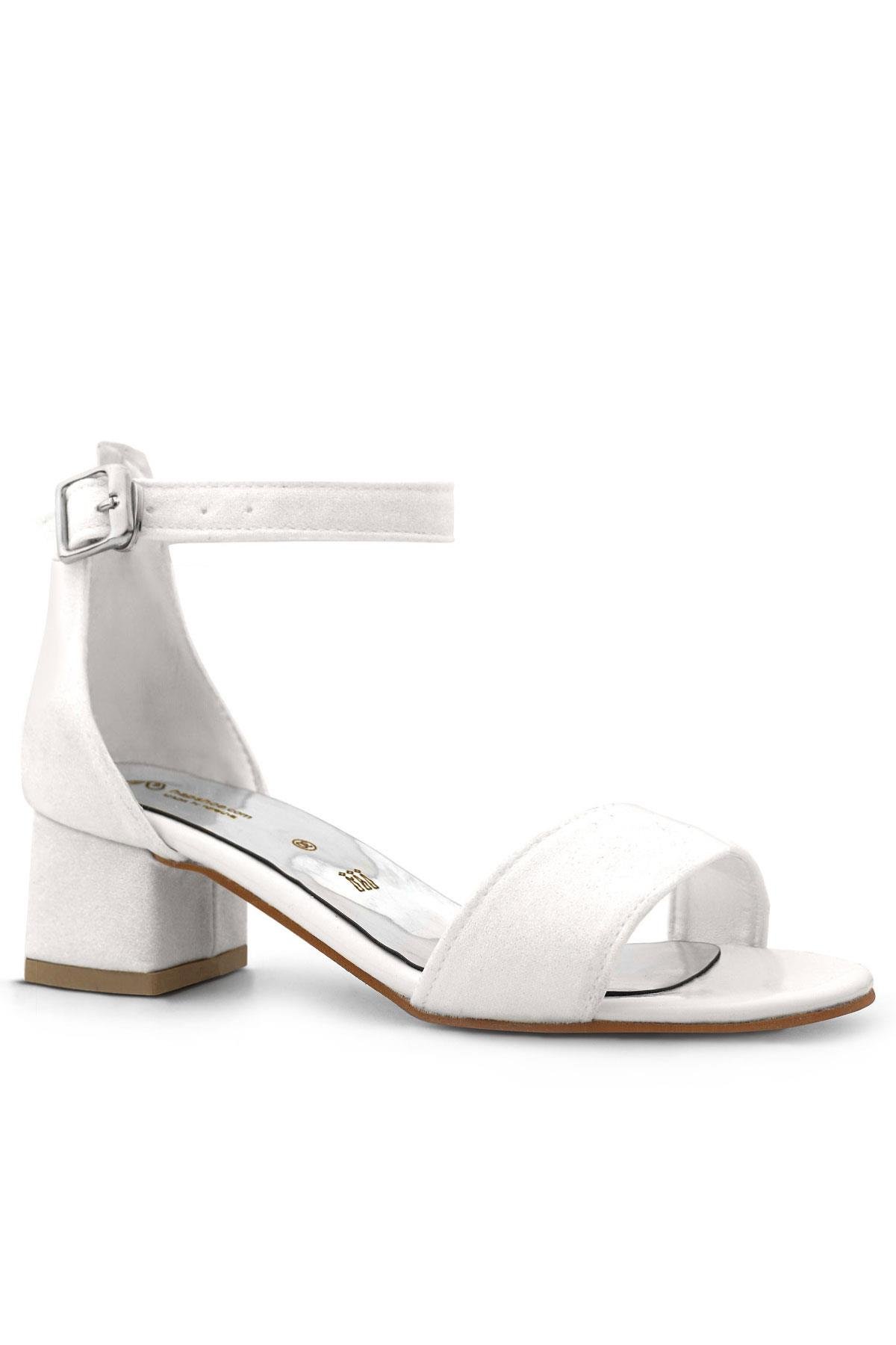 Lilo Simli Beyaz Tek Bantlı Kız Çocuk Topuklu Abiye Ayakkabı - Görsel 3