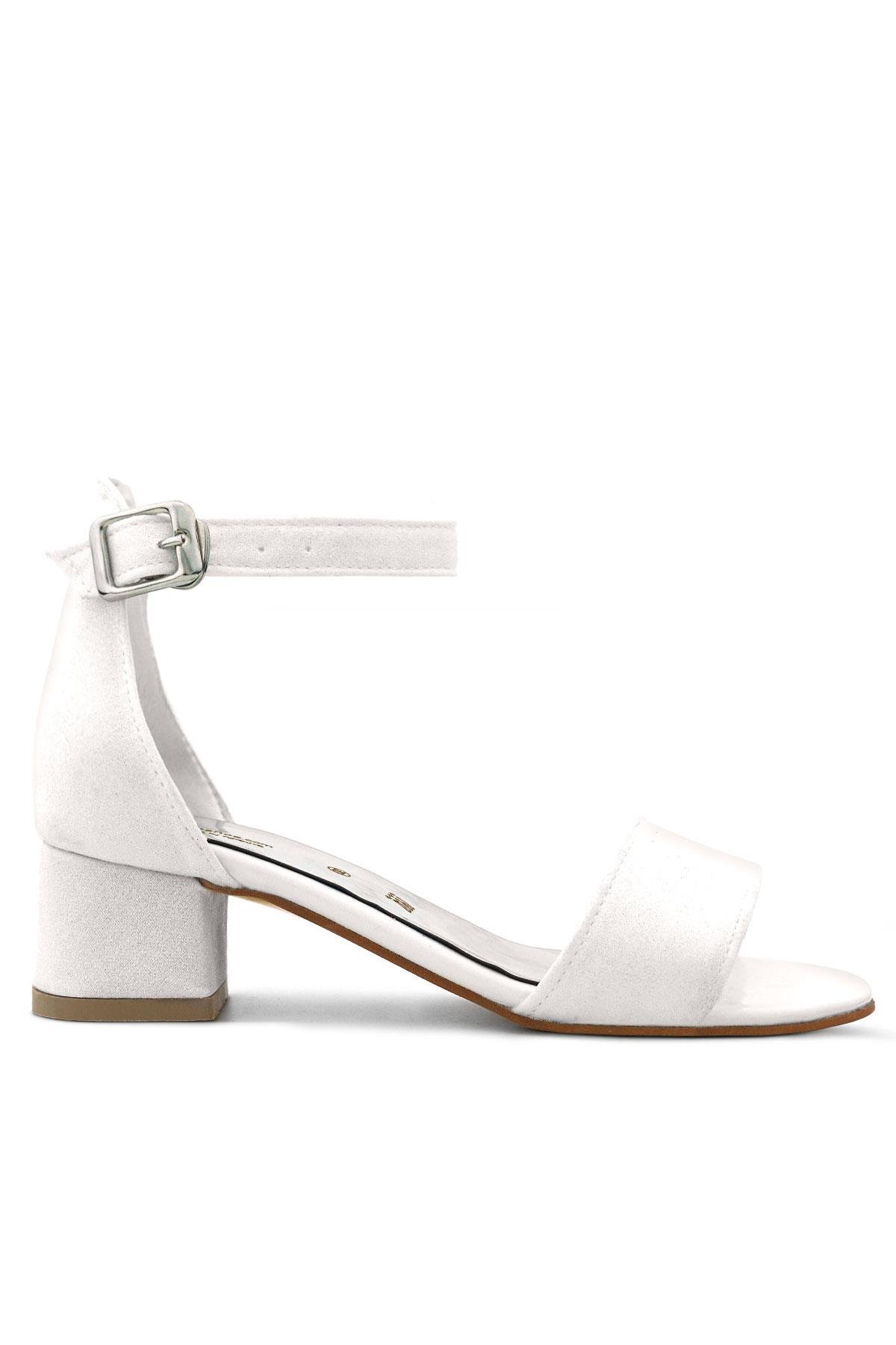 Lilo Simli Beyaz Tek Bantlı Kız Çocuk Topuklu Abiye Ayakkabı - Görsel 4