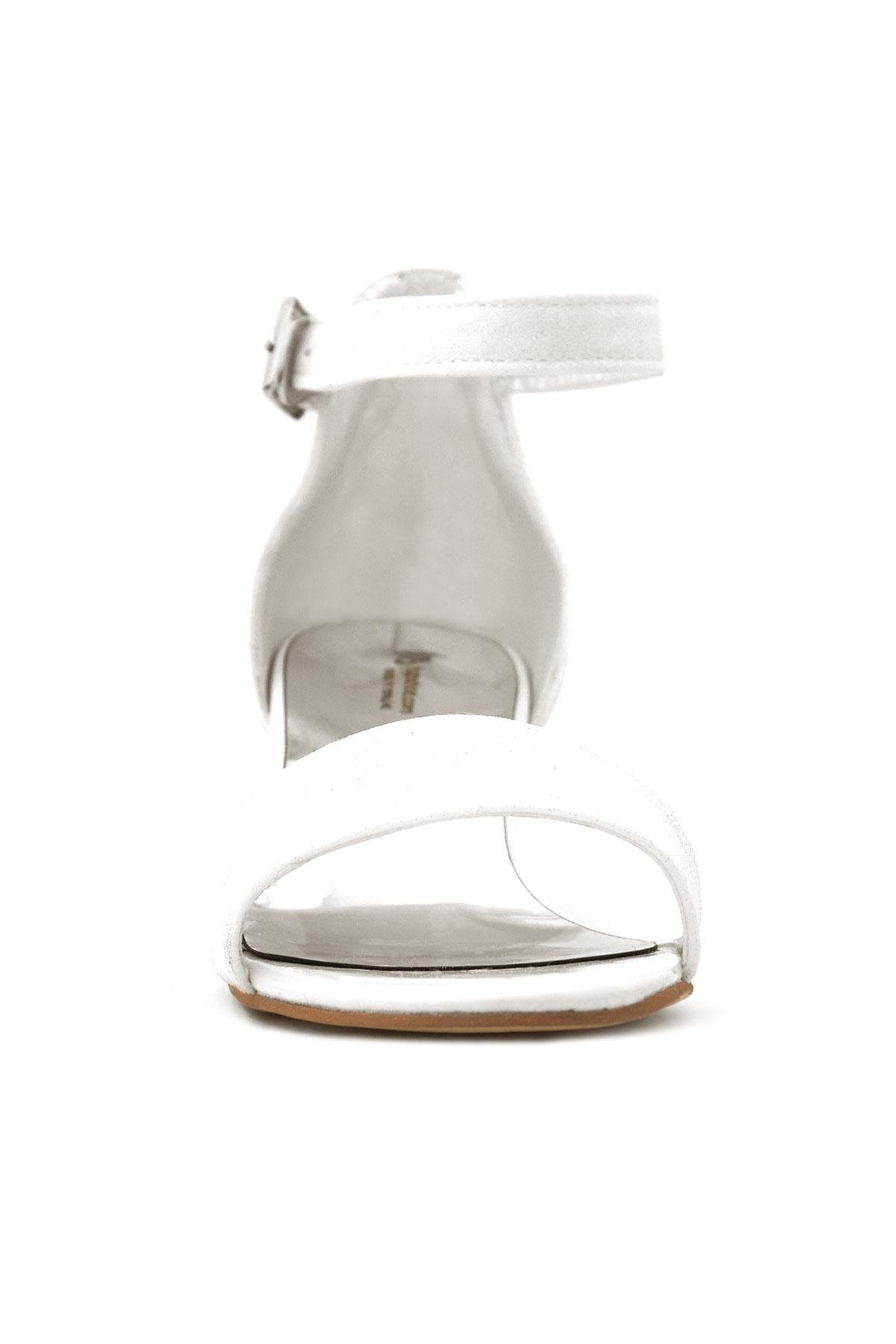 Lilo Simli Beyaz Tek Bantlı Kız Çocuk Topuklu Abiye Ayakkabı - Görsel 5